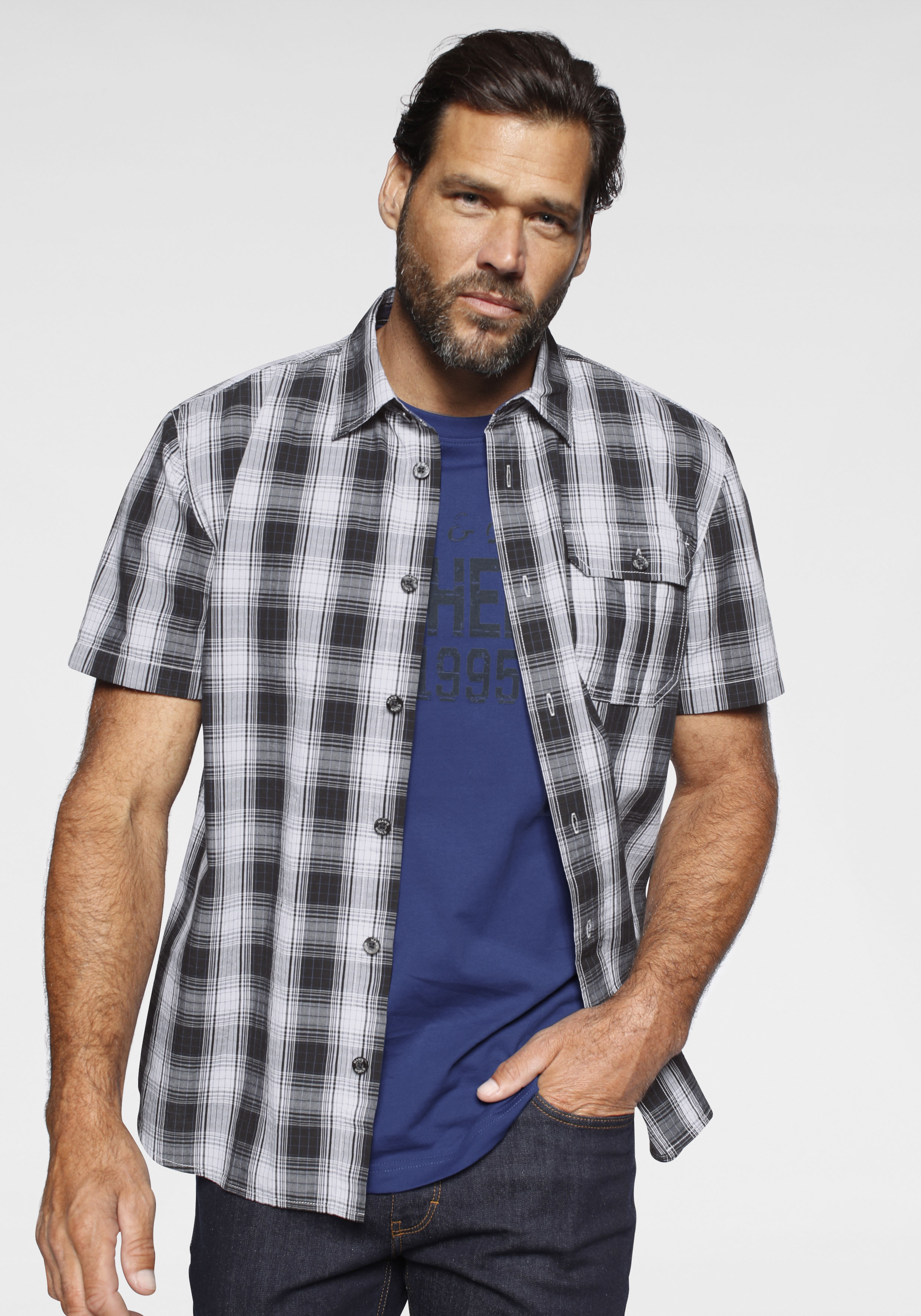 Hemden Herren Kurzarm Man/'s World Kurzarmhemd Set, 2 tlg., mit T-Shirt