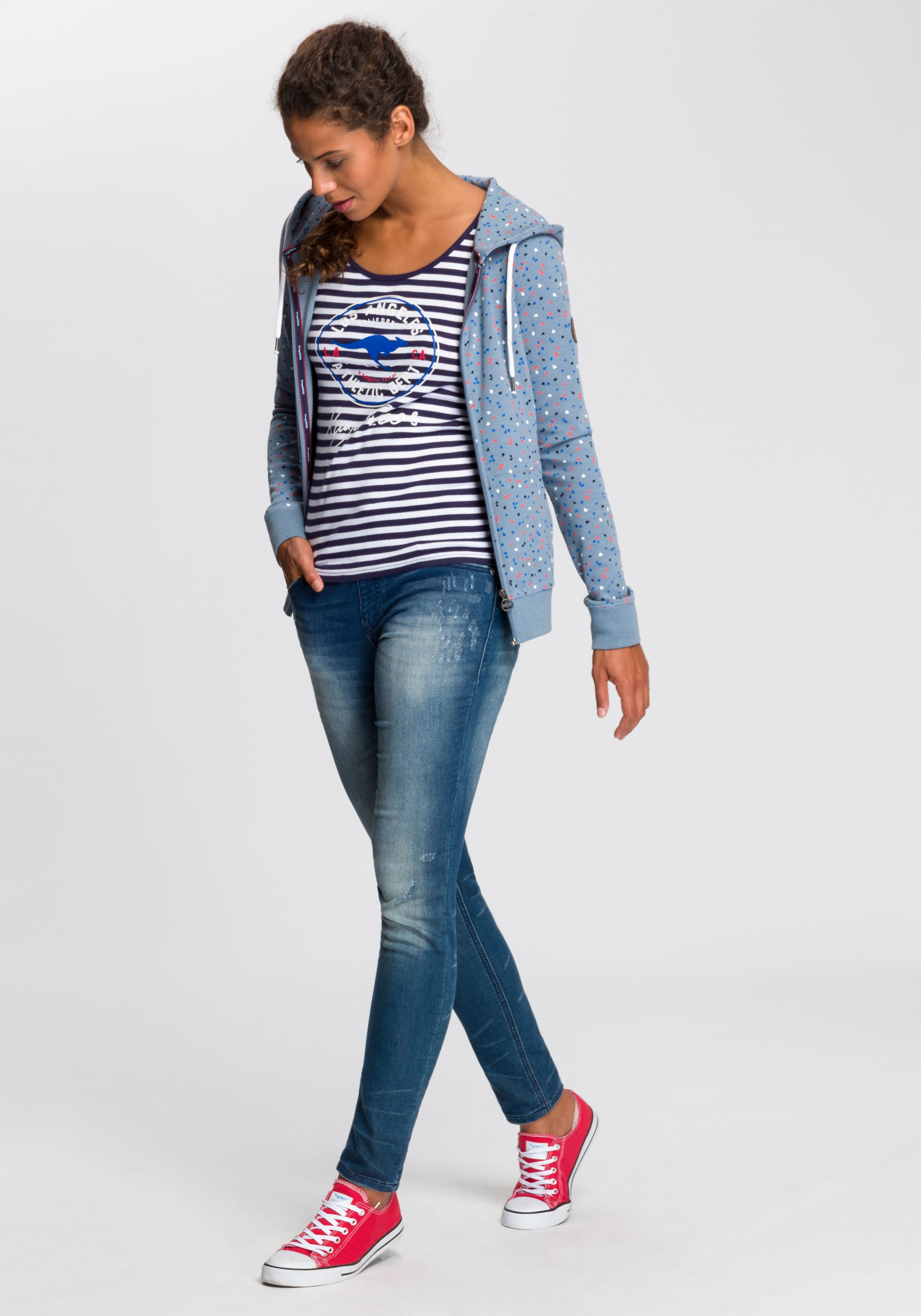 KangaROOS Kapuzensweatjacke mit sportlichem Minimal-Print Damen Sweatjacken