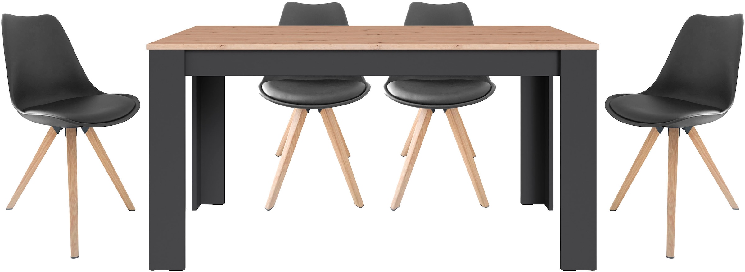 byLIVING Essgruppe "Kira" Set, 5 Stk. tlg. modernes Set mit 4 Stühlen in me günstig online kaufen