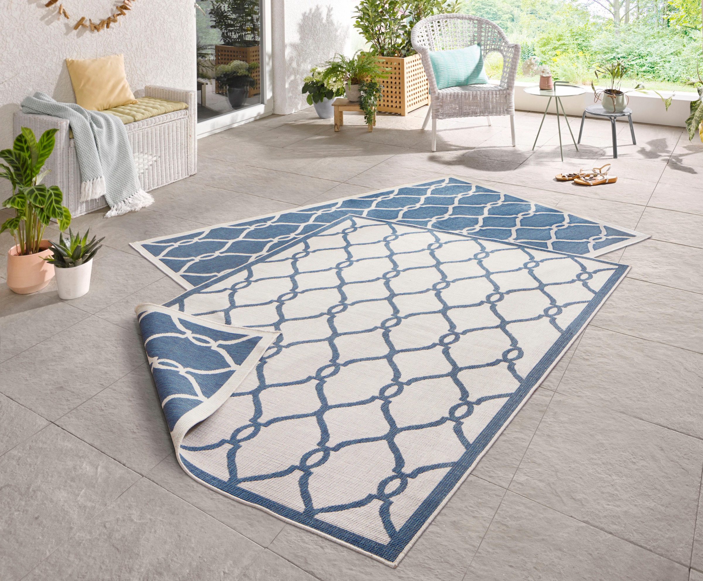 NORTHRUGS Teppich »Rimini«, rechteckig, 5 mm Höhe, In-und Outdoor geeignet, Robust, Pflegeleicht, Flachgewebe, Wendbar