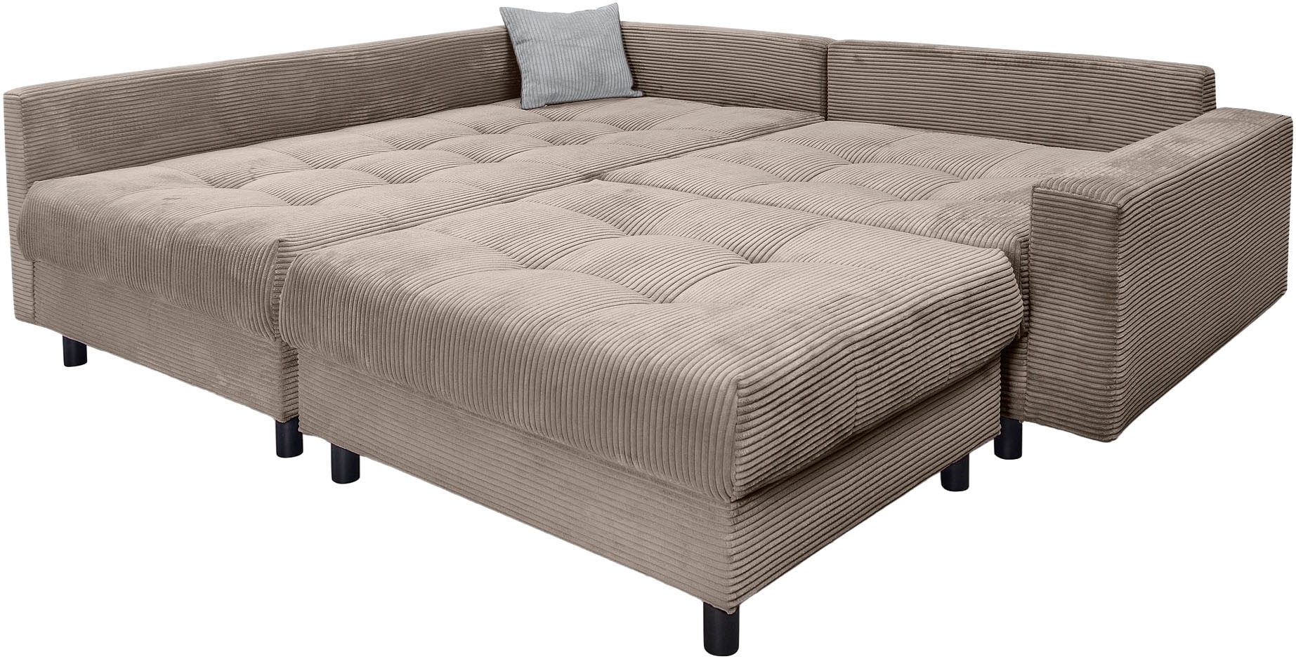 Home affaire Ecksofa »Toni L-Form, B: 215 cm«, mit Hocker & 2 Zierkissen, Federkern