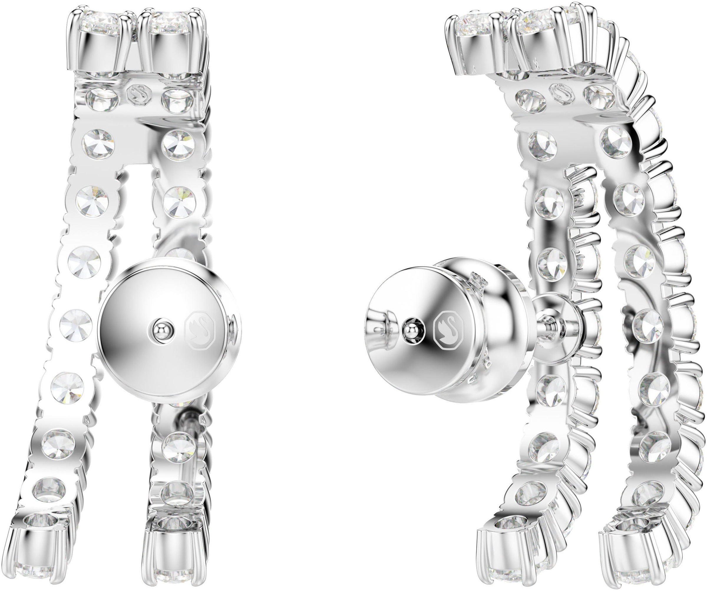 Paar Ohrstecker SWAROVSKI "Schmuck Geschenk Matrix Ohrspangen Ohrklemmen", silber (metallfarben, kristallweiß, kristallweiß), Ohrringe, Damen, Metall, mit Swarovski Zirkonia (synth.) 3