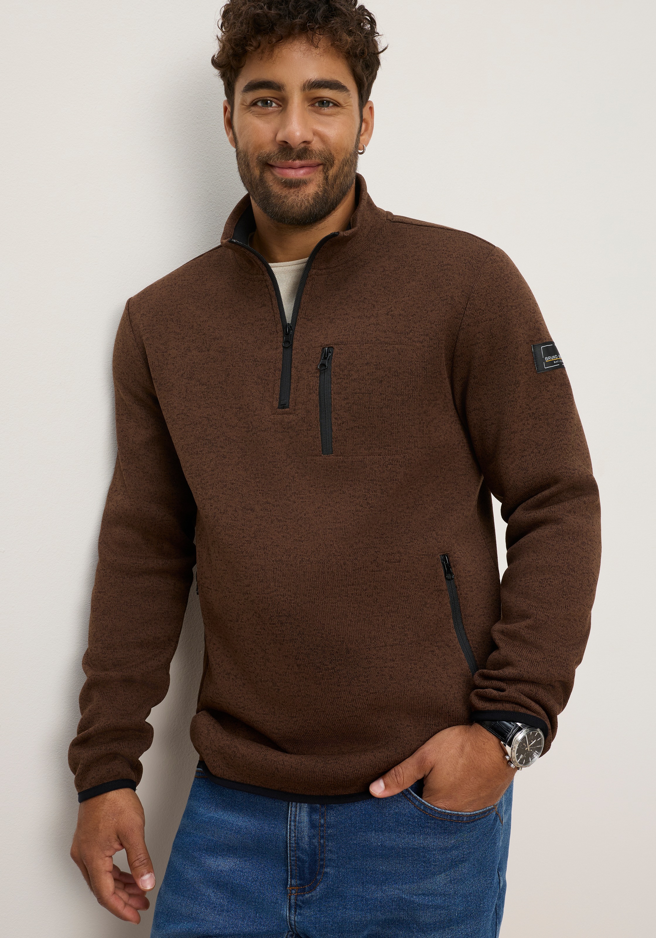 Bruno Banani Fleecepullover, mit hochschließendem Kragen und Reißverschluss, auch in großen Größen
