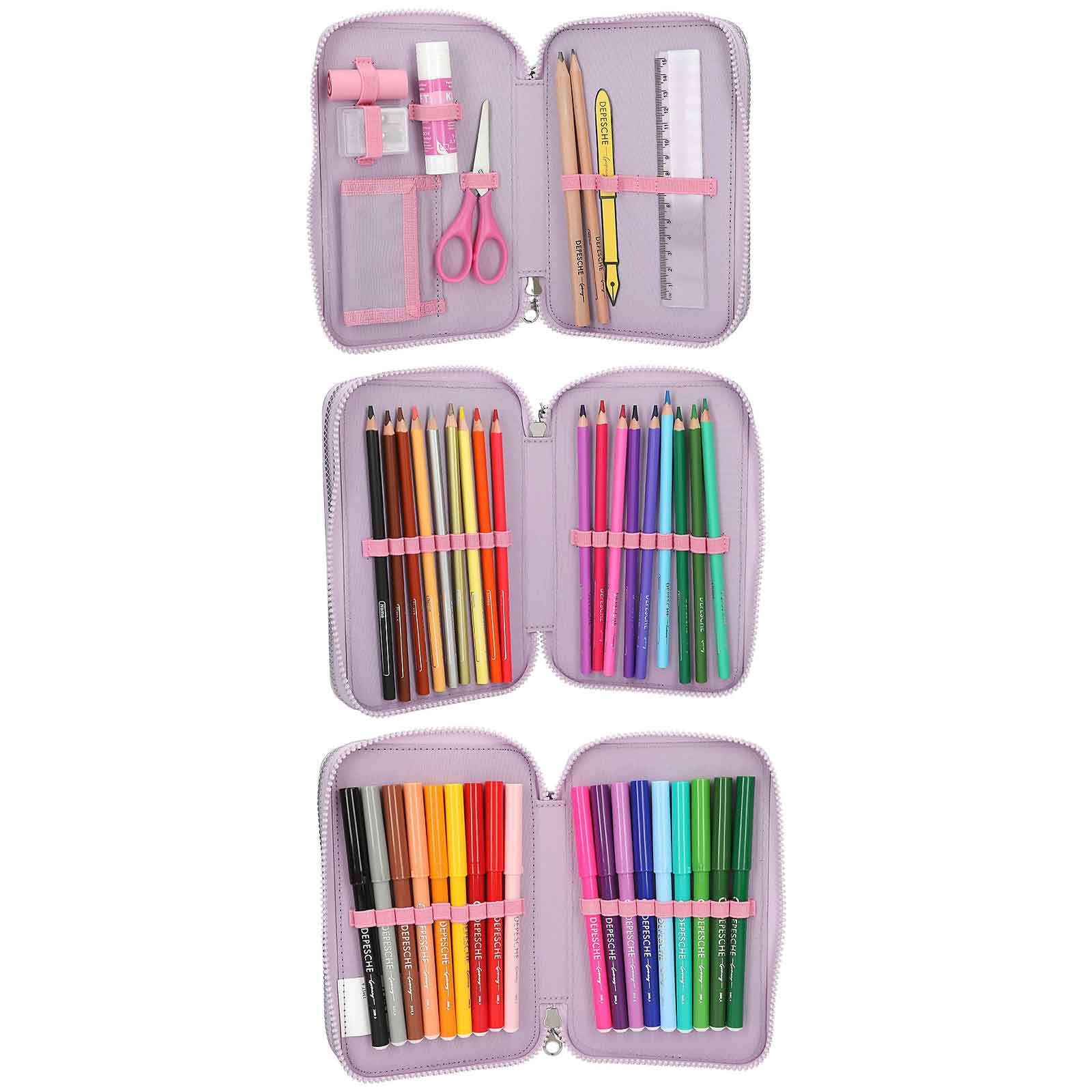 Depesche Buntstift »3-Fach Federtasche mit appliziertem Flügel inkl. Stifte Ylvi 7,5 x 13,5 x 20 cm lila«