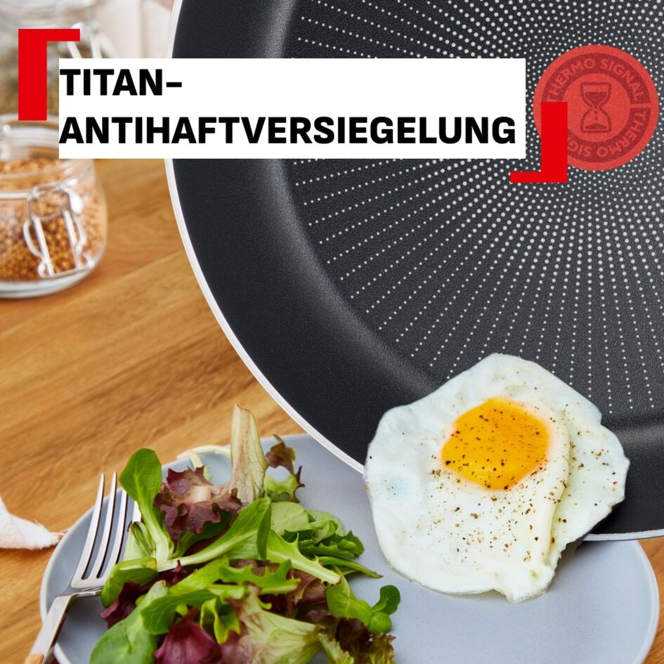 Tefal Pfannen-Set »Duetto+, langlebige Antihaftversiegelung, Thermo-Signal« Edelstahl Set, 3x Bratpfannen Ø 20/24/28 cm, 3 Stk. tlg. Edelstahl-Griff, Induktionspfanne, für aller Herdarten geeignet,G732S3
