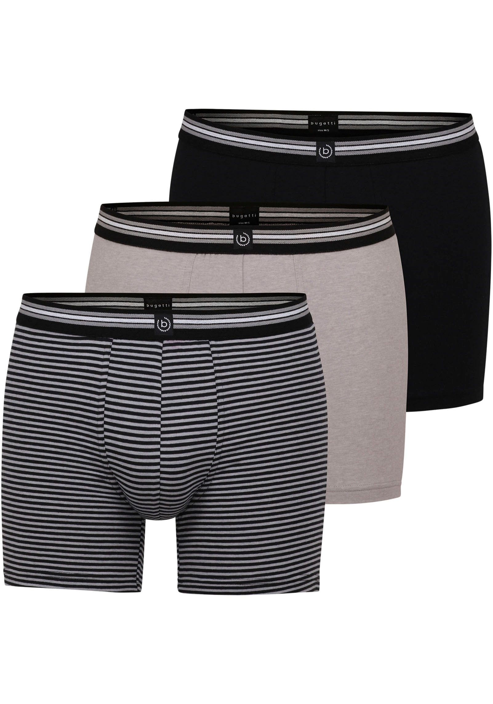 bugatti Boxershorts "Prag", (3er Pack), bequem, atmungsaktiv, Baumwollmix, günstig online kaufen