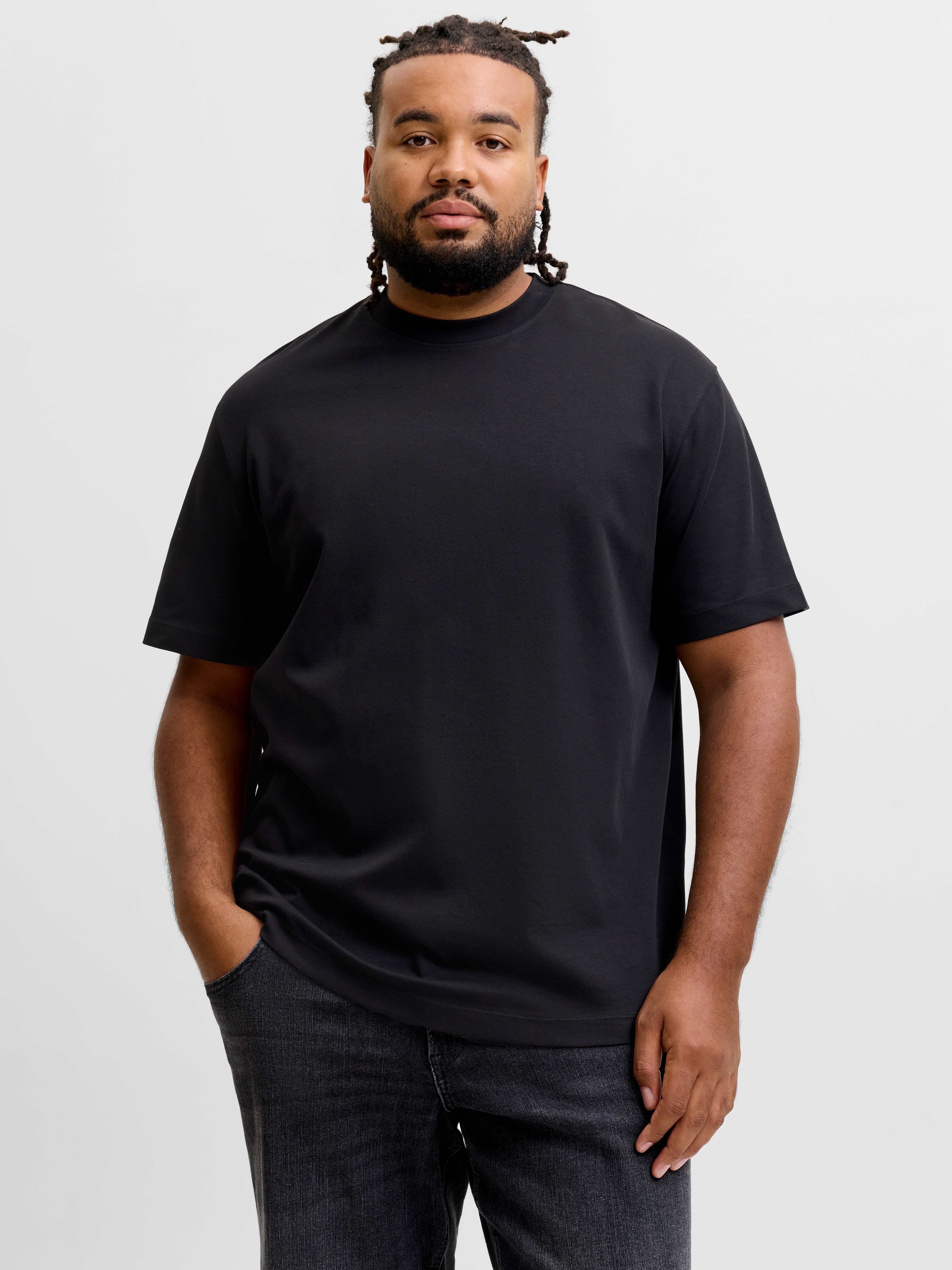 Jack & Jones PlusSize 1100000002199 "JJEBARRON TEE SS O-NECK LN PLS" Baumwollmischung, relaxed fit