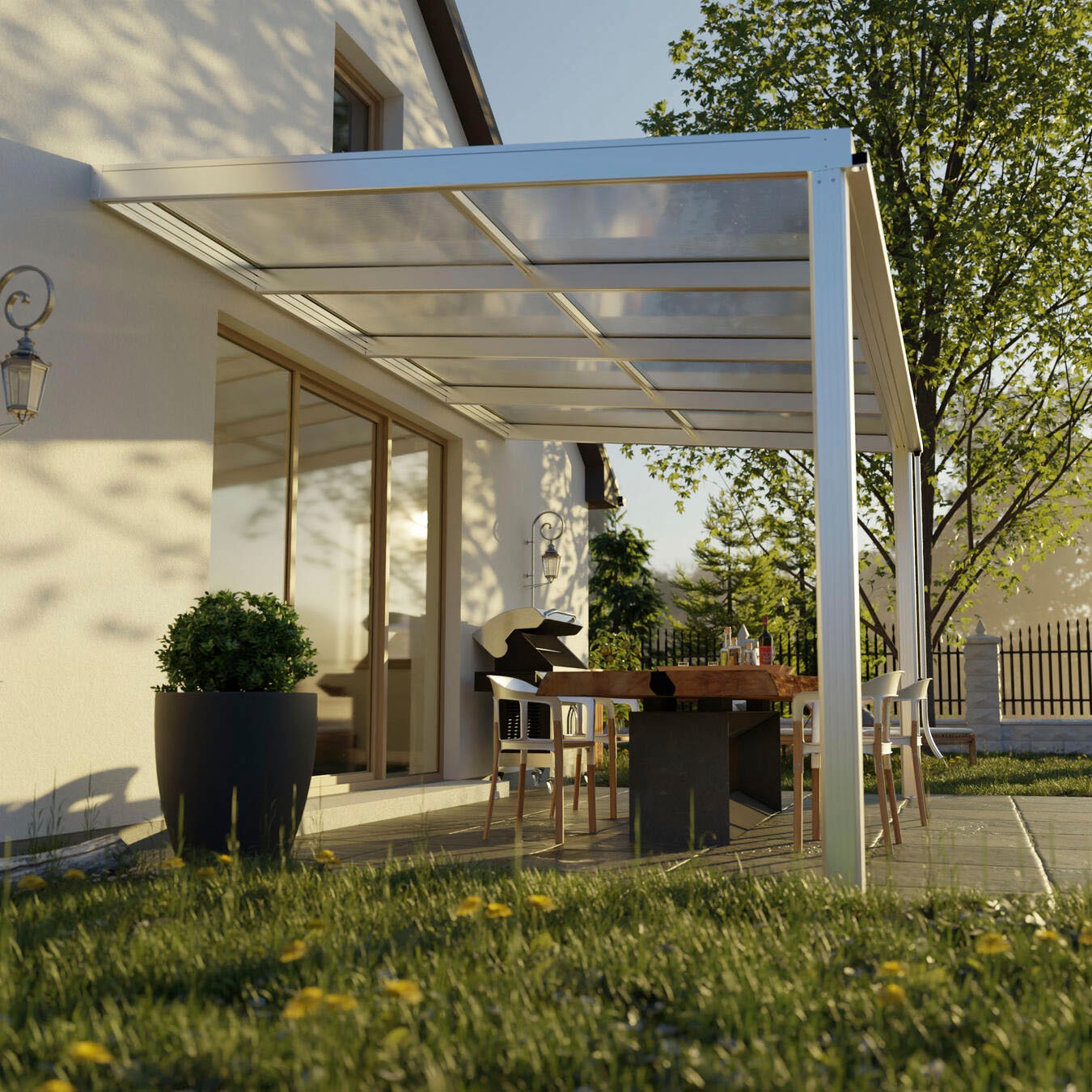 Toiture de terrasse BECKMANN "Exklusiv Gr. 2", gris (anthracite), L:407cm P:270,7cm 3
