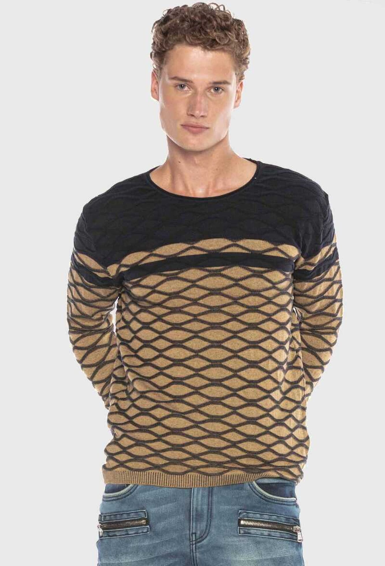 Cipo & Baxx Rundhalspullover "Cipo & Baxx Pullover" mit modernem Muster