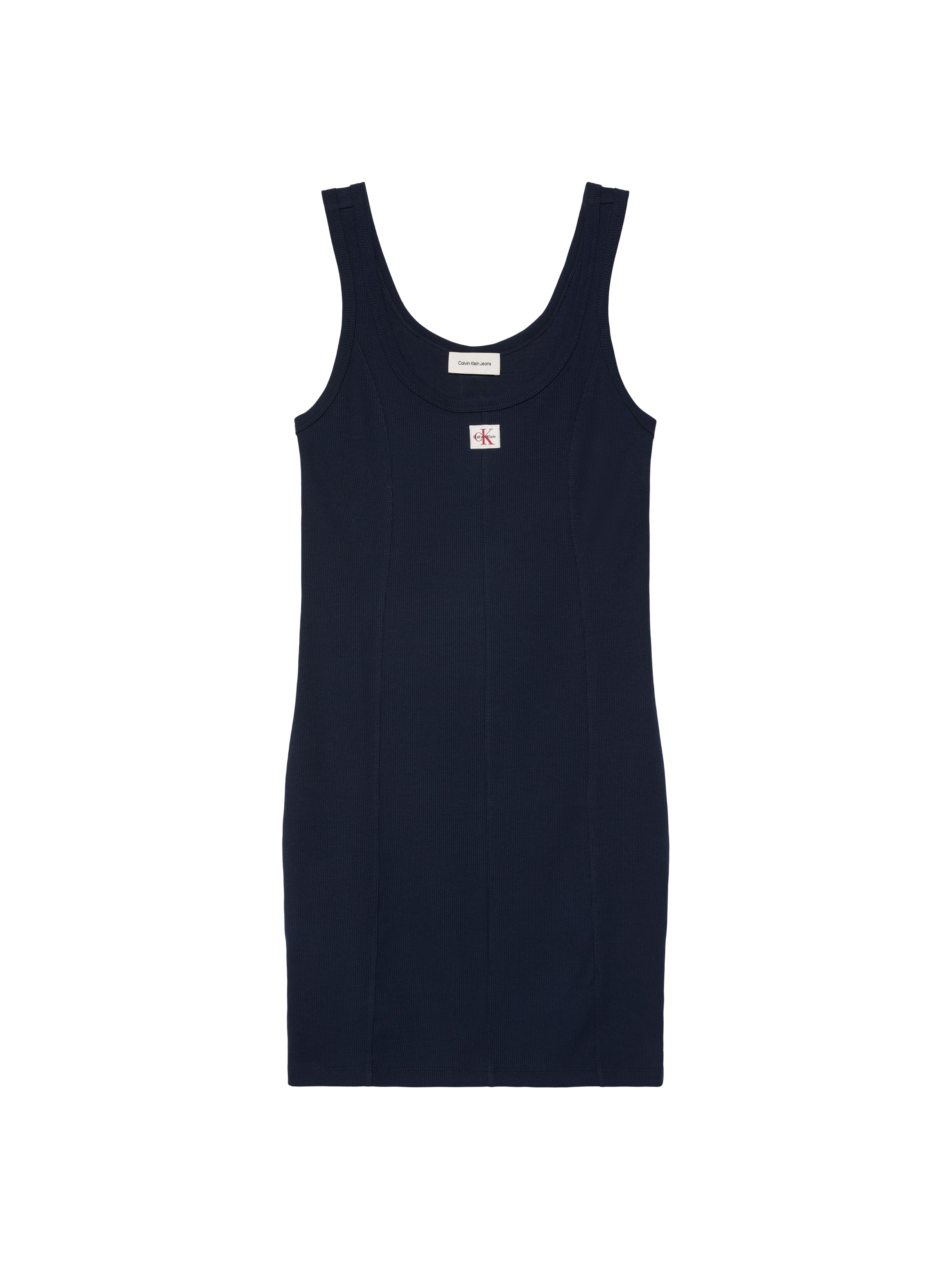 Calvin Klein Jeans Minikleid »WOVEN LABEL BABY RIB MINI« Ohne Tasche Figurbetonte Passform mit Rundhalsausschnitt