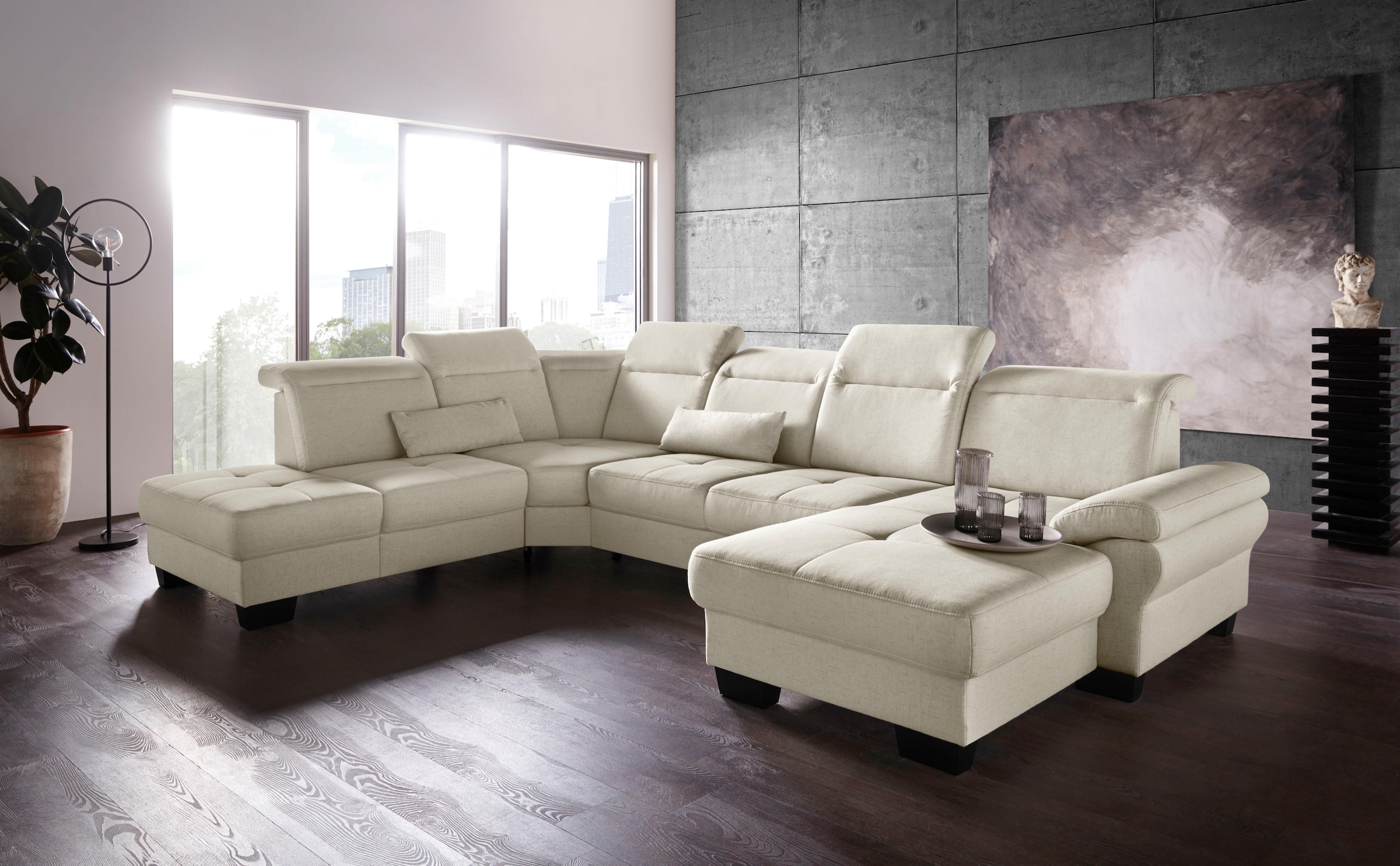 Home affaire Wohnlandschaft "Cornwall U-Form" inkl. Sitztiefenverstellung, günstig online kaufen