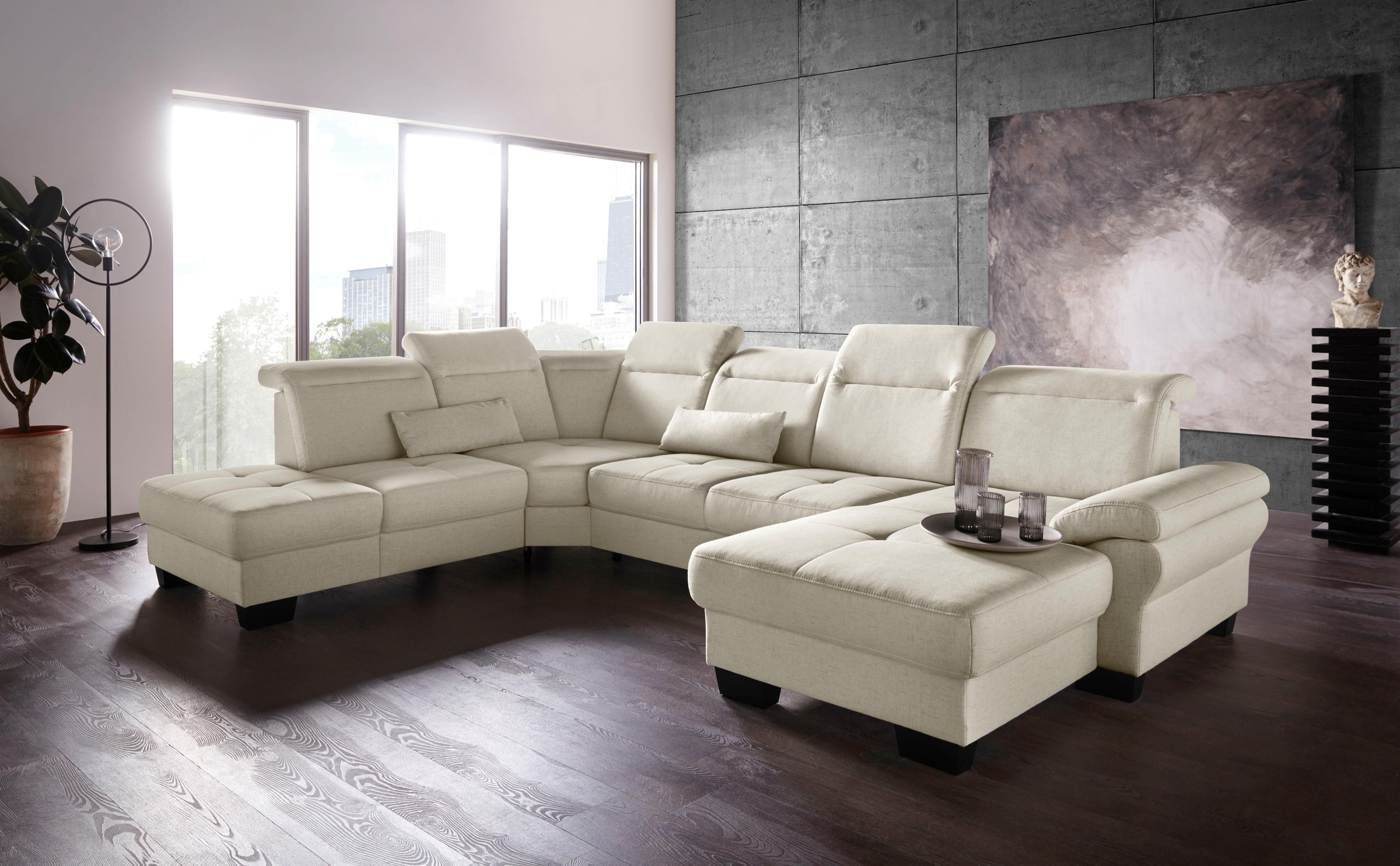 PLACES OF STYLE Wohnlandschaft "Cornwall U-Form" inkl. Sitztiefenverstellun günstig online kaufen