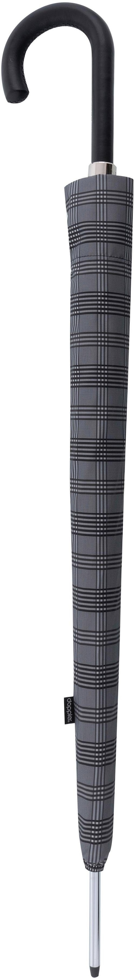 doppler MANUFAKTUR Stockregenschirm »Orion, karo grau«, handgemachter Manufaktur-Stockschirm