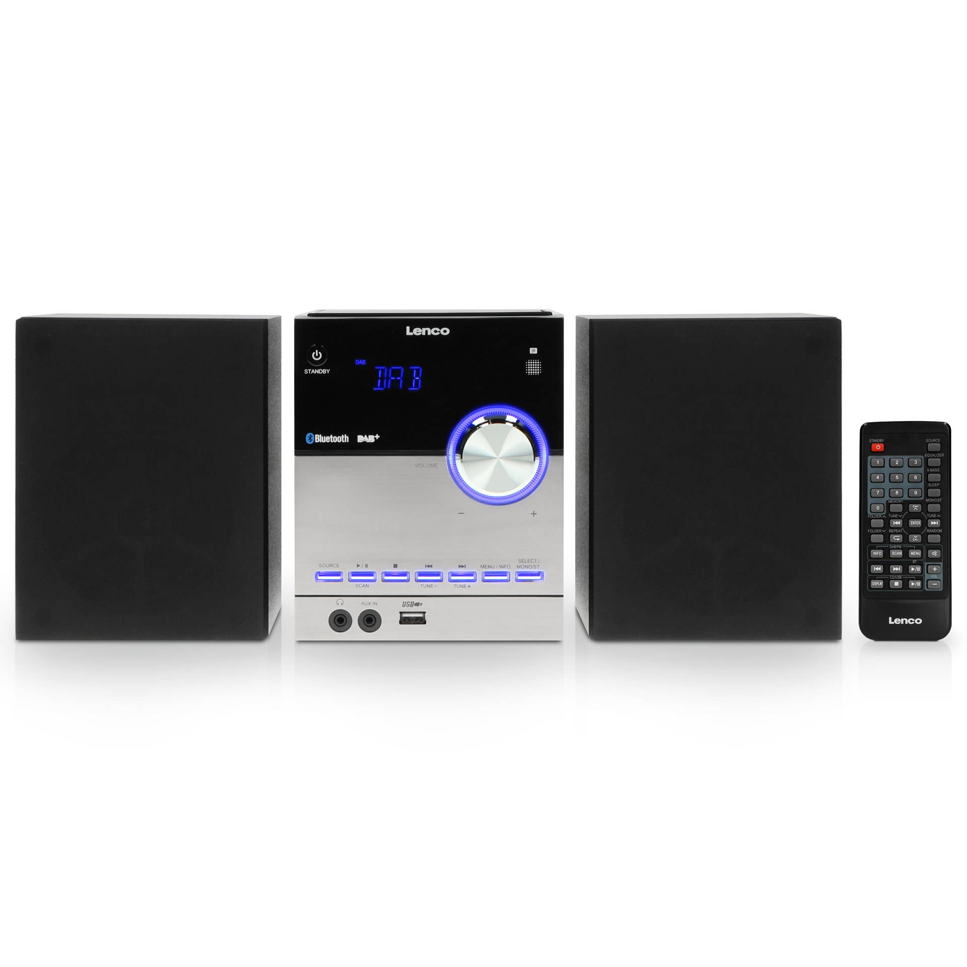 LENCO Microanlage "MC-150 Micro Stereoanlage mit DAB+, FM, CD, BT, USB", B:31,1cm H:22,3cm T:33,6cm, schwarz, Radios
