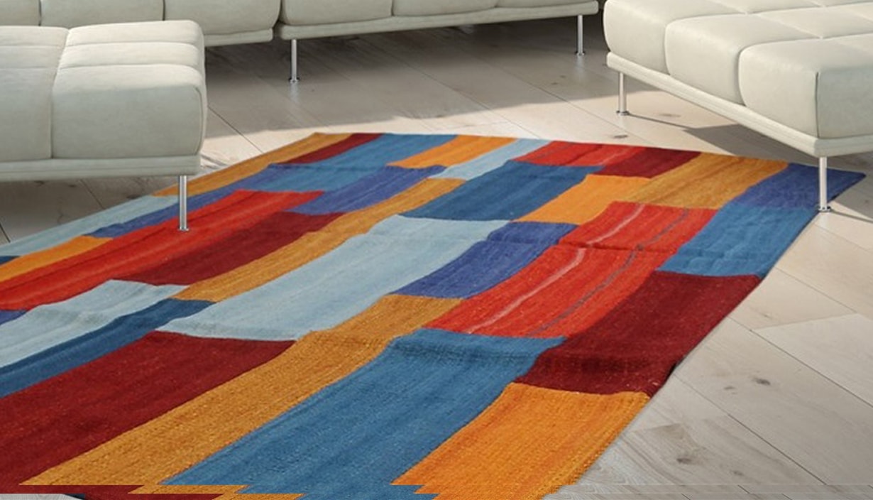 Teppich KAYOOM, B:80cm H:15mm L:150cm, rot, Wolle, Wohnzimmer, Teppiche, "Radical 335", Handgewebter Jacquard Kilim, hochwertige Materialmischung.