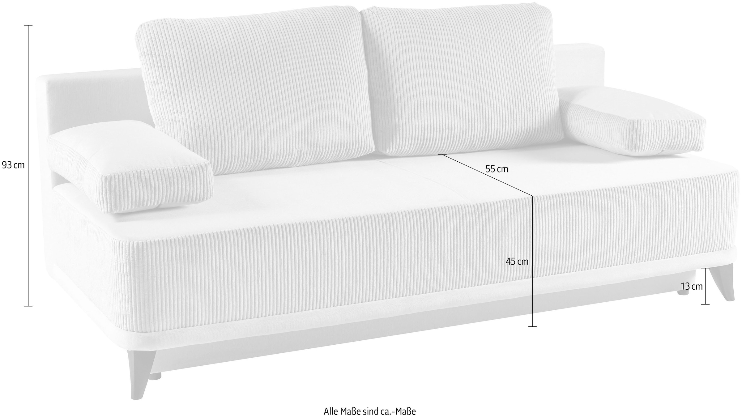 WERK2 Schlafsofa »Rosso Federkern, Bettkasten, Bettfunktion, Komfortsitzhöhe 45cm« Cord, Schlaffunktion, Bettkasten