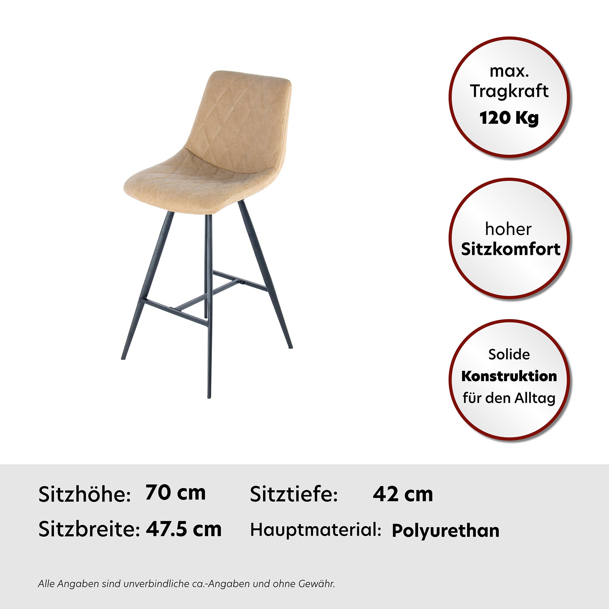 Kayoom Hochstuhl »Barstuhl Frances 425 2er-Set, stilvoller Retro-Look Barhocker«, (Set), 2 St., pflegeleicht, bequem, attraktive Lederoptik, stilvoller Retro-Look