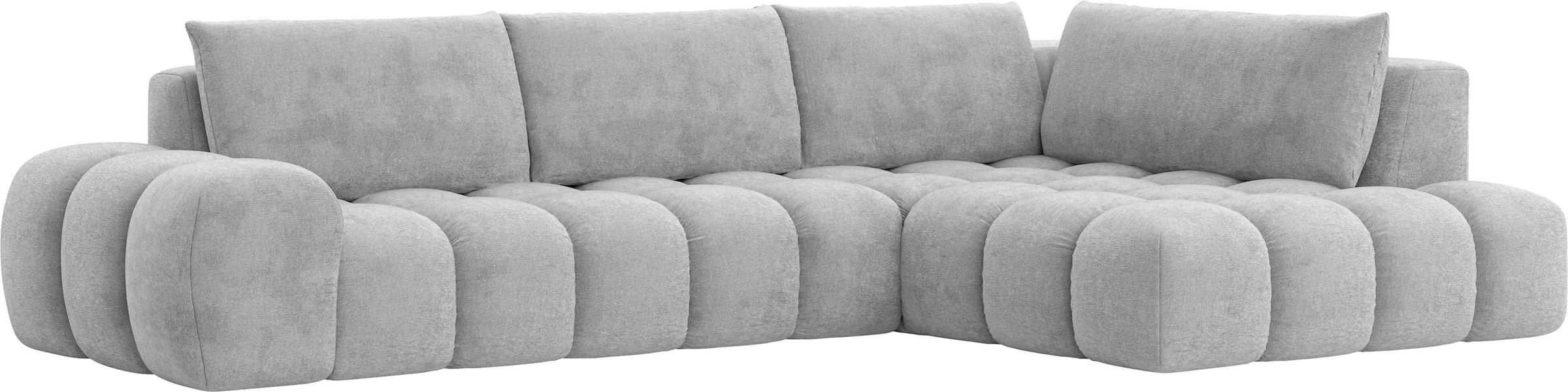 INOSIGN Ecksofa »AZITA Designsofa, elegant und bequem L-Form, Bubble-Optik«, lose Rückenkissen, traumhafte Steppung, Maße B/T/H: 352/210/72 cm