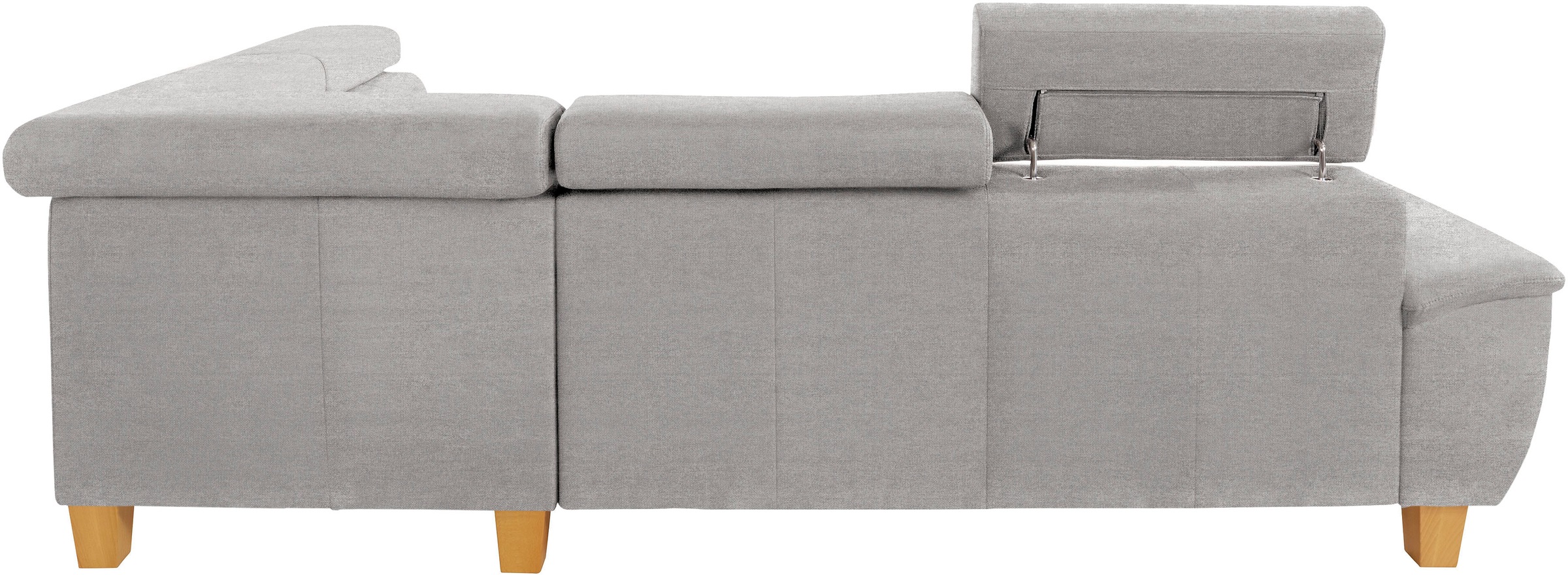 Ecksofa EXXPO - SOFA FASHION "Enya, hoher Sitzkomfort, Breite 266cm, bequem, 12cm hohe Füße, L-Form", silber, B:266cm H:79cm T:232cm, Luxus-Microfaser Vintageoptik (100% Polyester);Webvelours (92% Polyester, 8% Nylon), Sofas, Ecksofa, mit Kopfteilverstell 6