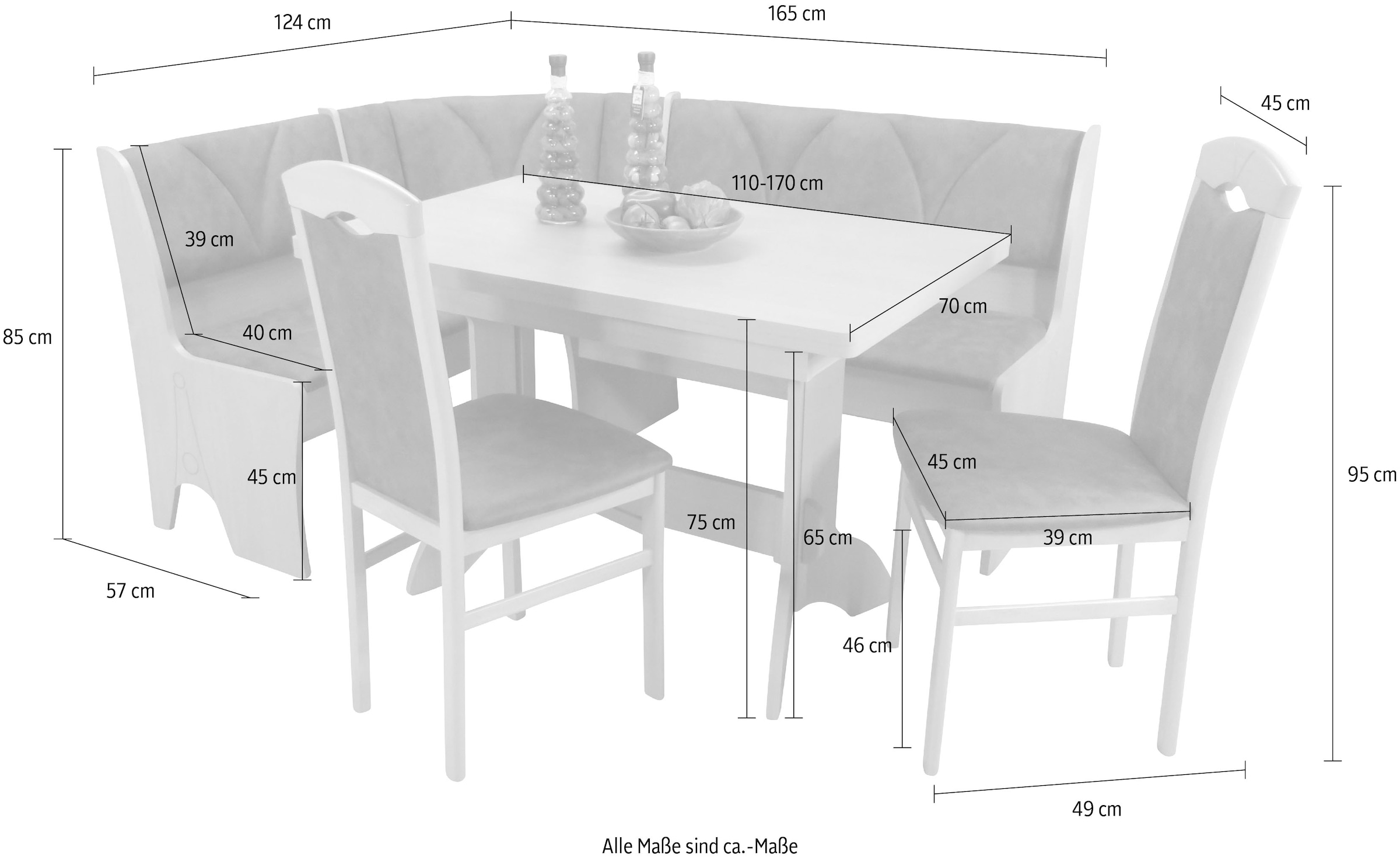 HOFMANN LIVING AND MORE Eckbankgruppe, (Spar-Set, 4 tlg., 4tlg. Set), Eckbank mit Stauraum unter den Sitzflächen