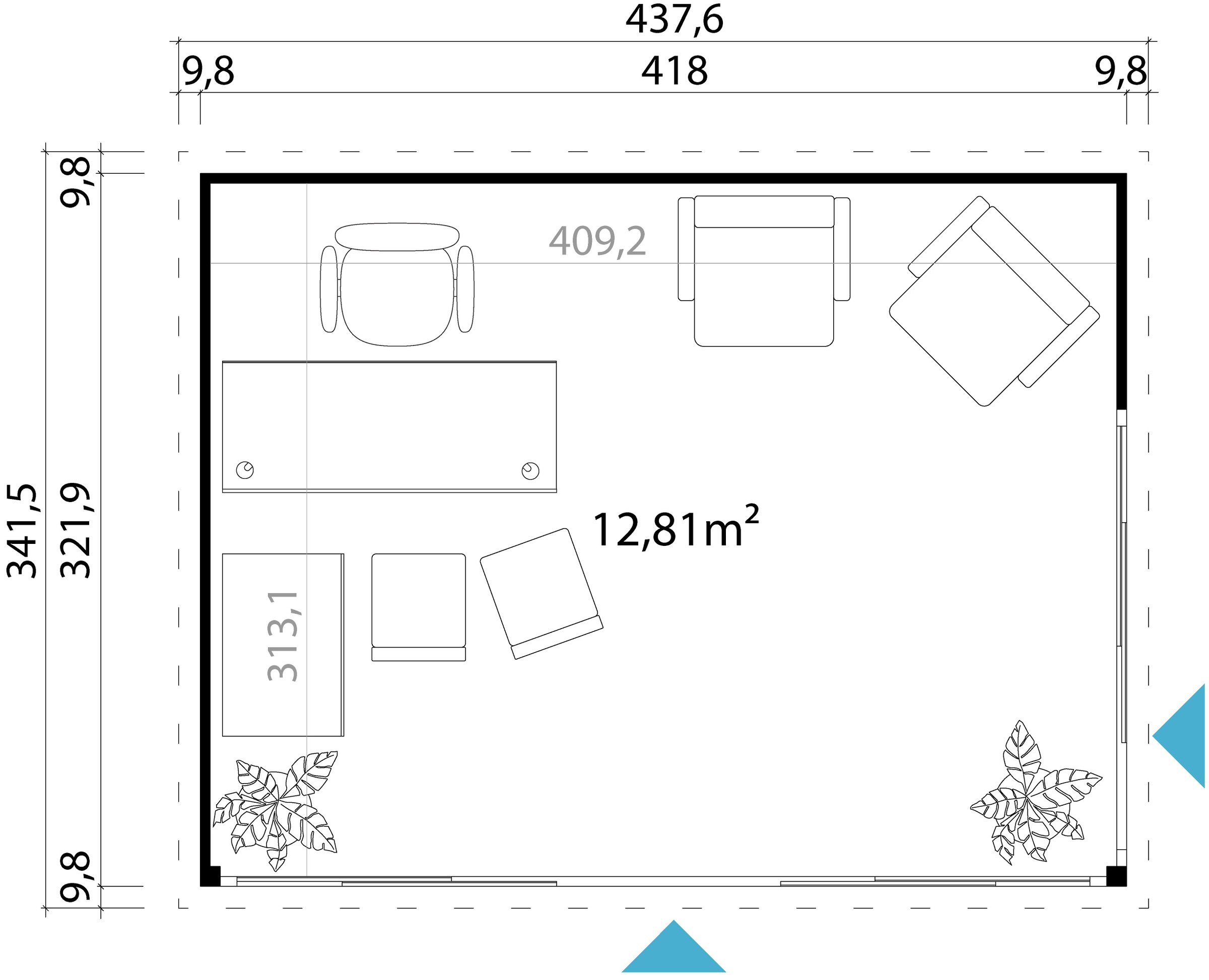 LASITA MAJA Gartenhaus »DOMEO 4 CARBONGRAU/ANTHRAZIT« Fundamentmass 4180 x 3219 , Carbongrau