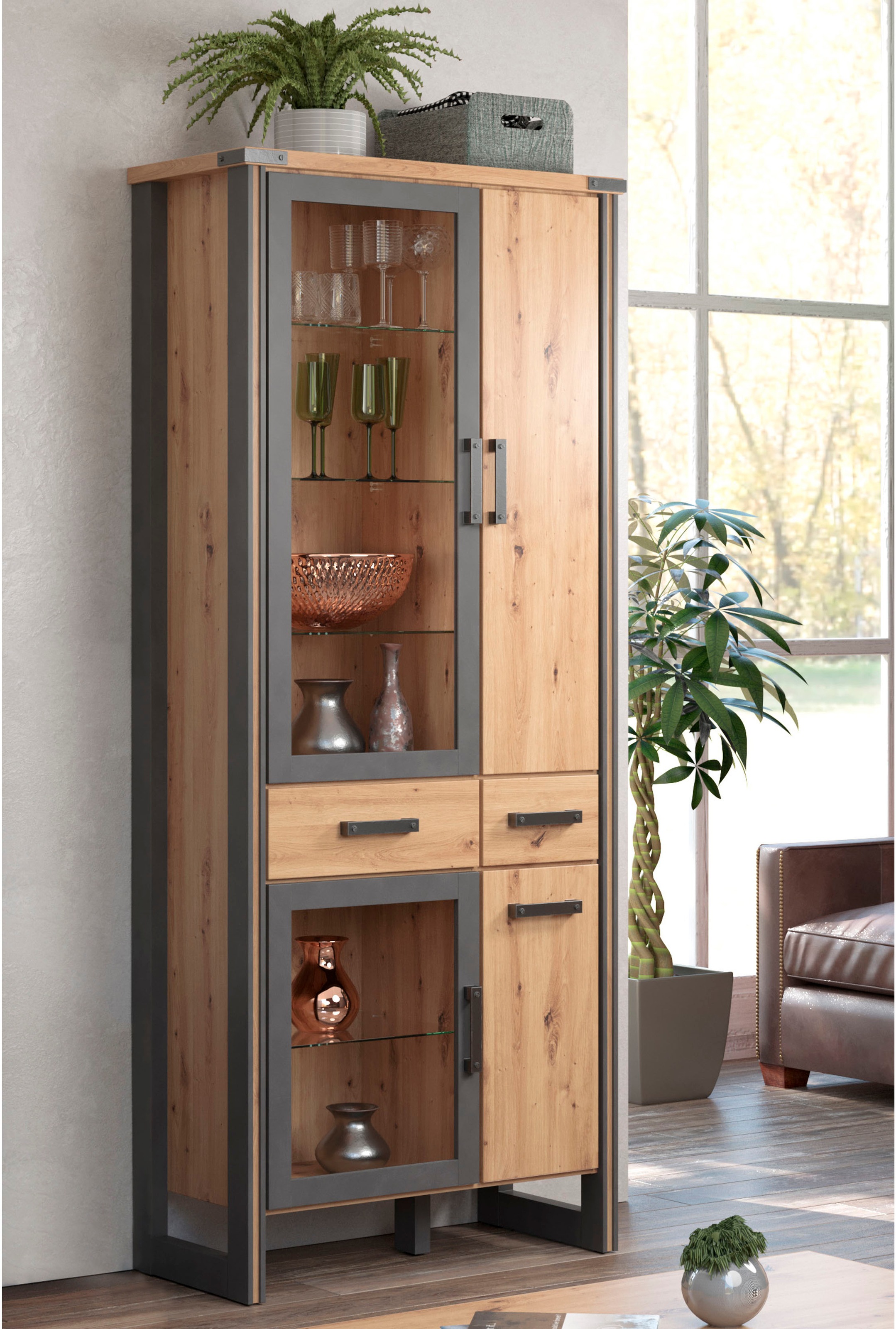 Home affaire Stauraumvitrine "Mia" 1 Stk. tlg. Modernes Design günstig online kaufen