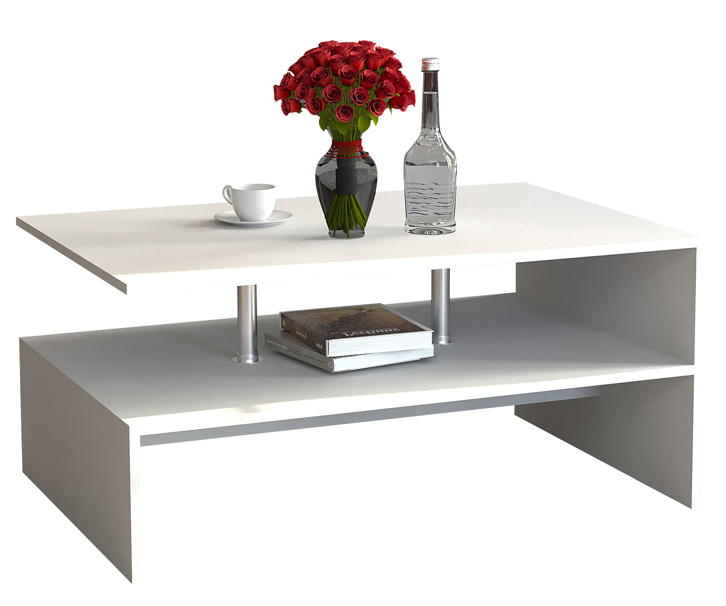 Couchtisch VCM "Holz Sofatisch Couchtisch Wohnzimmertisch Maliso L", weiß, B:90cm T:60cm, Tische, Couchtisch