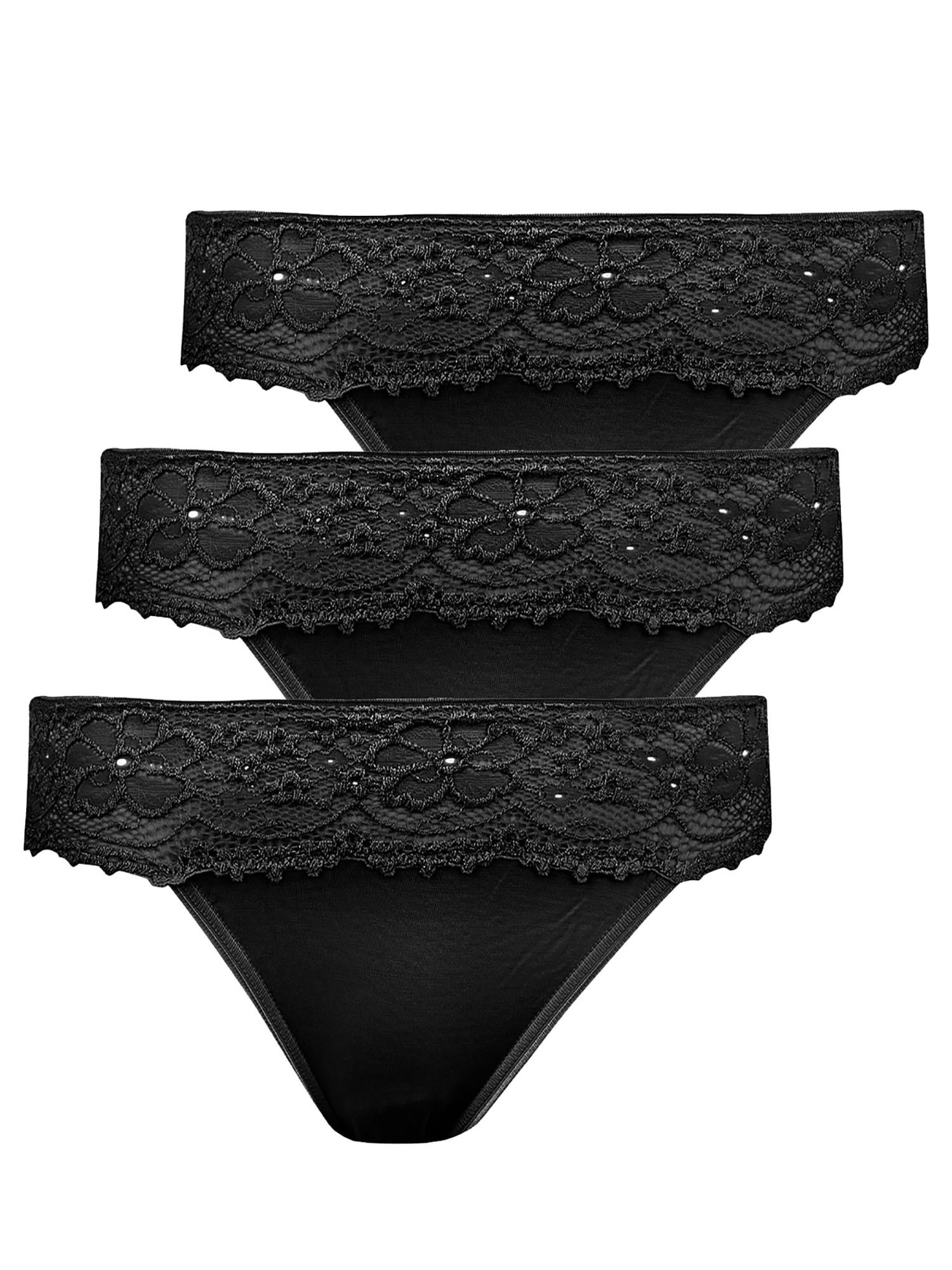 NINA VON C. Damen Jazz-Pants Slips "3er Pack Damen Jazzpant Millefleurs", Gr. 36, schwarz, Obermaterial: 52% Viskose CV. 40% Modal CMD. 8% Elasthan