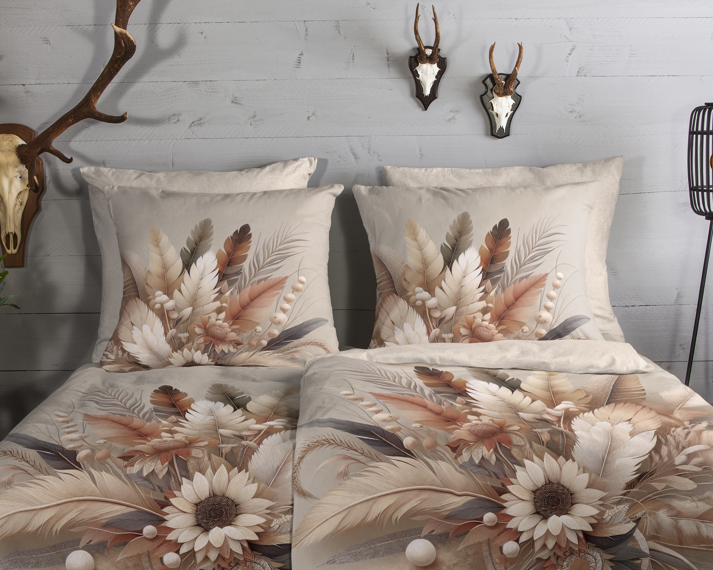 Thumbnail - good morning Wendebettwäsche "Barro" 3 Stk. Flanell, Biber, Winter, Warm, Reißverschluss, Wendeoptik, Federn, sand