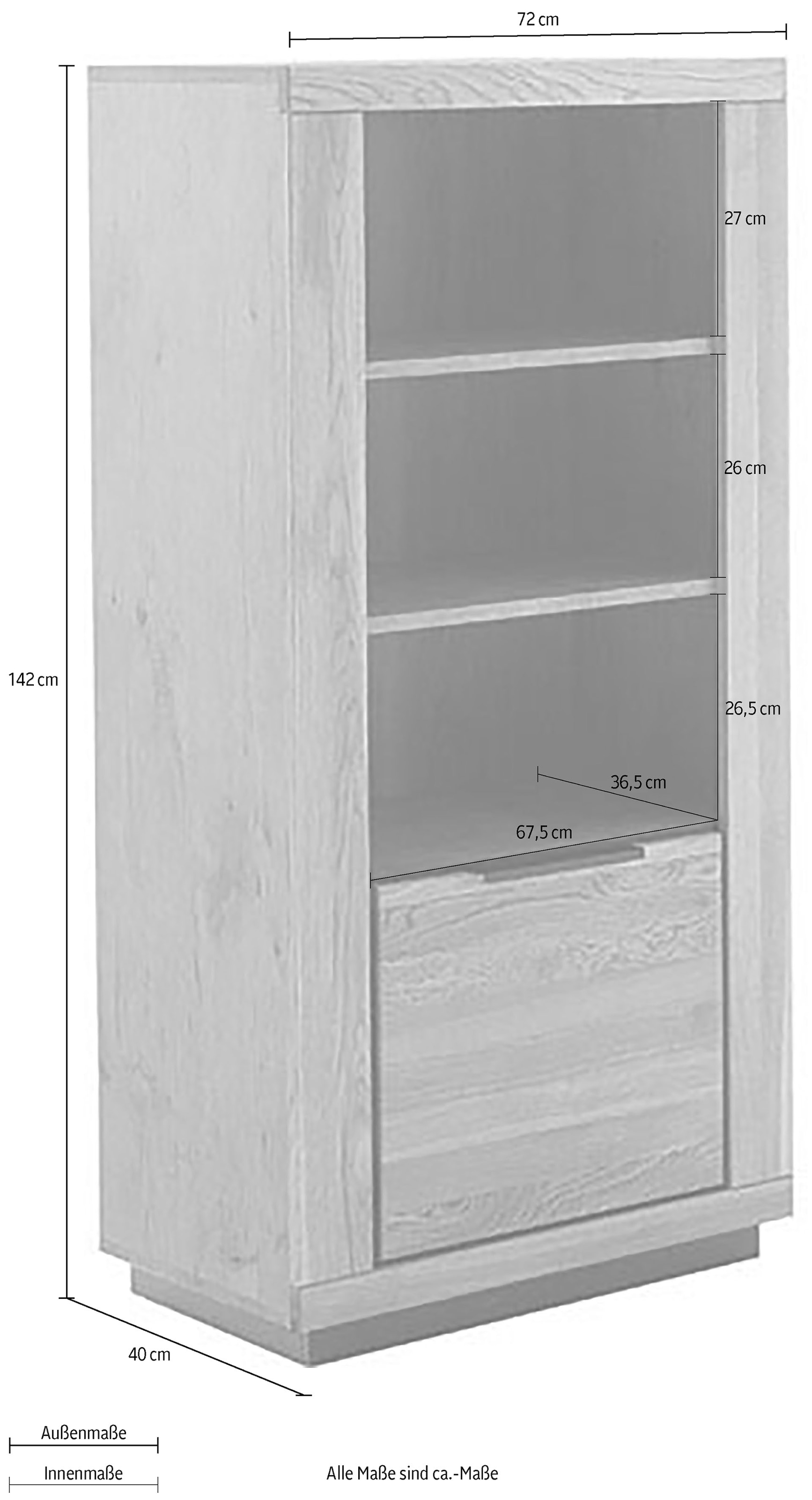 MCA living Highboard »Greno Regal«, (1 St.), durchgehende Lamelle
