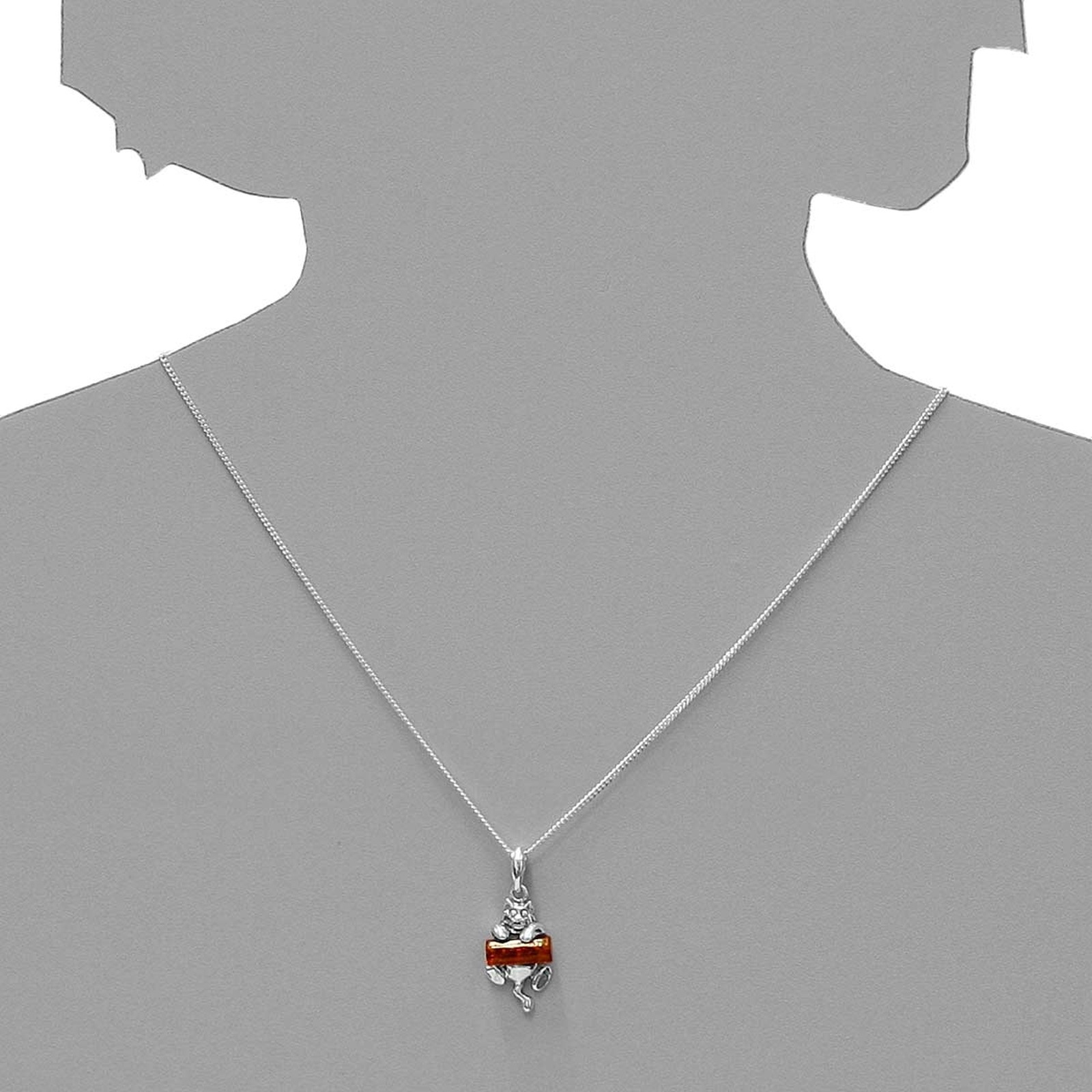 Ostsee-Schmuck Cat Pendant Necklace Silver 925 Amber 45cm 2