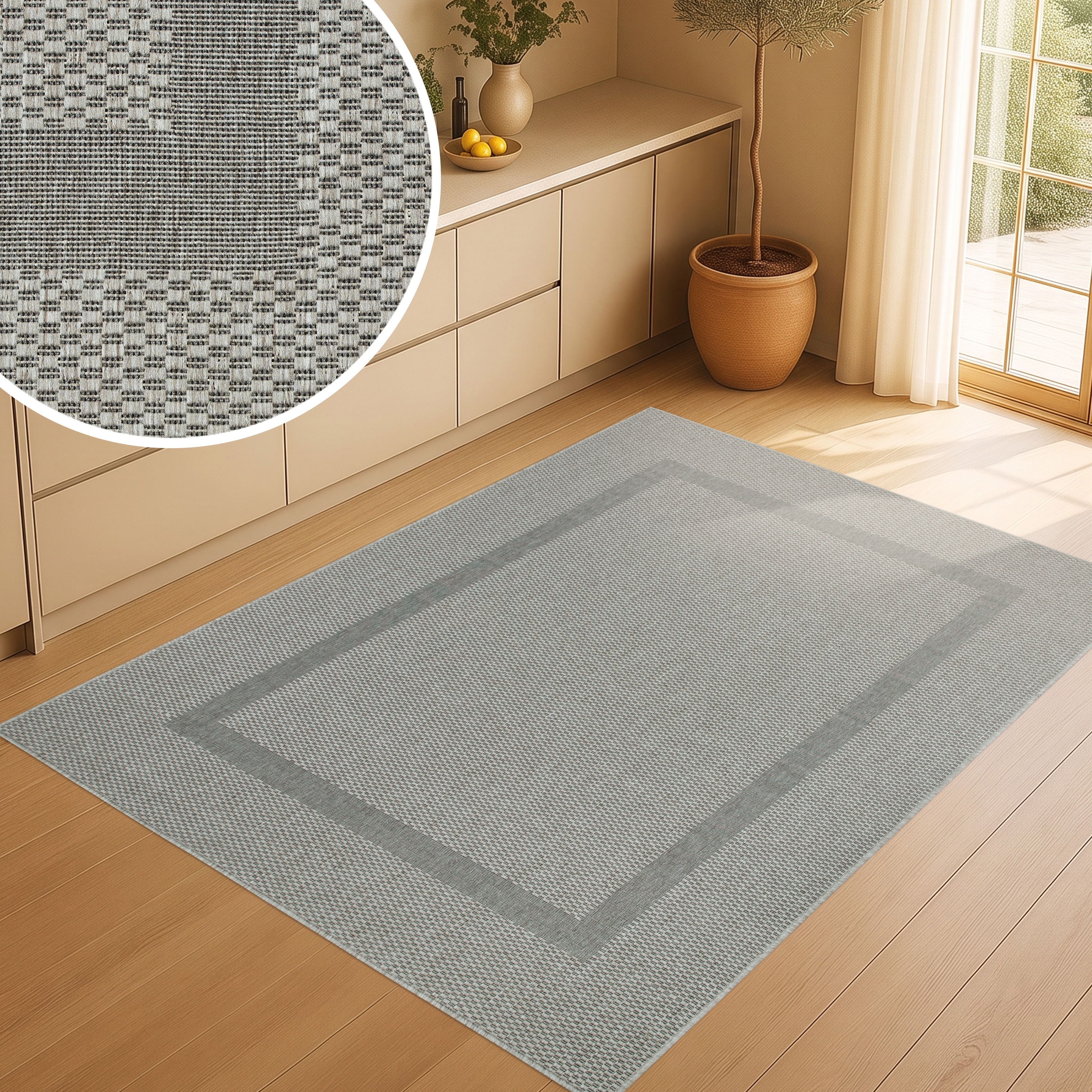 OTTO home Teppich "Venedig Bordüre auch als Läufer erhältlich" rechteckig 3 mm Höhe In- und Outdoor geeignet, Sisal-Optik, Wetterfest & UV-beständig