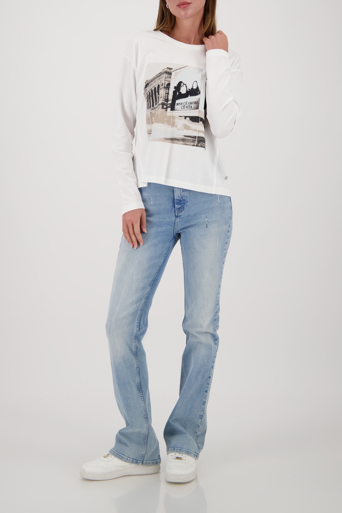 Monari Langarmshirt »Shirt City Druck« Regular fit mit U-Boot-Ausschnitt