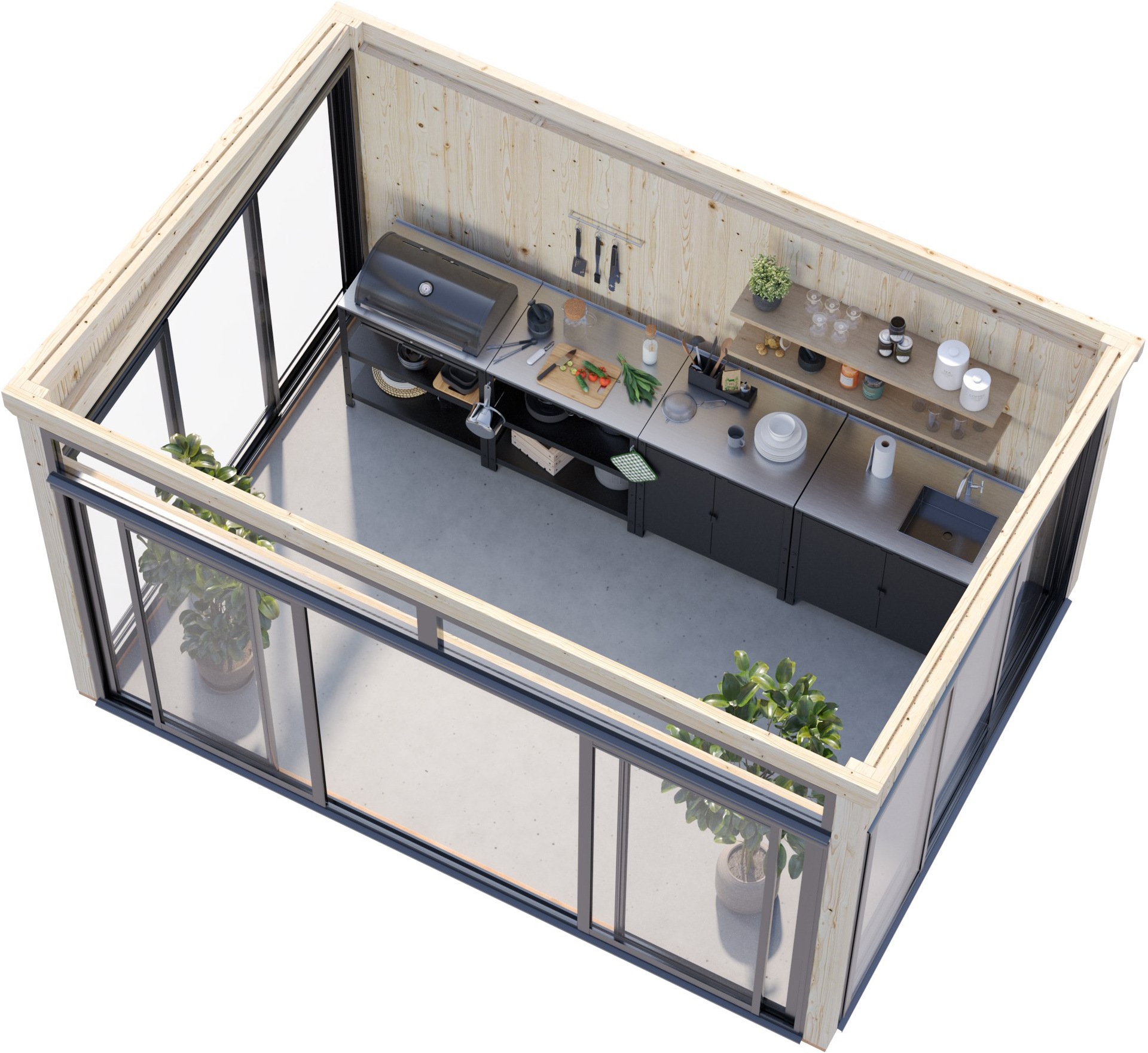 Palmako Holzpavillon »Saga 11,6 m² Slide« BxTxH: 430x307x273 cm