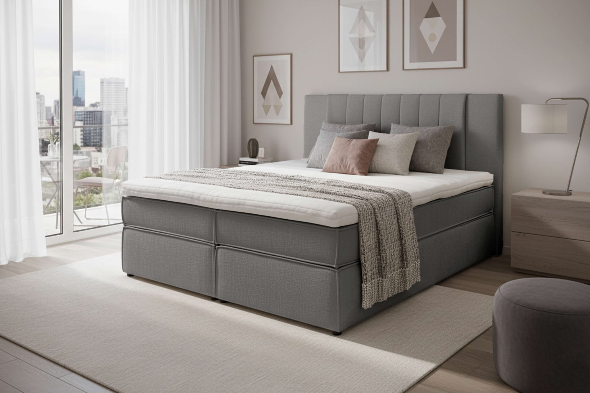 Home affaire "Bellissimo, Doppelbett, Polsterbett, Federkernbett, Komforbett" inkl. 9cm Topper, 5-Zonen-Taschen-Federkernmatratze, Härtegrad 3
