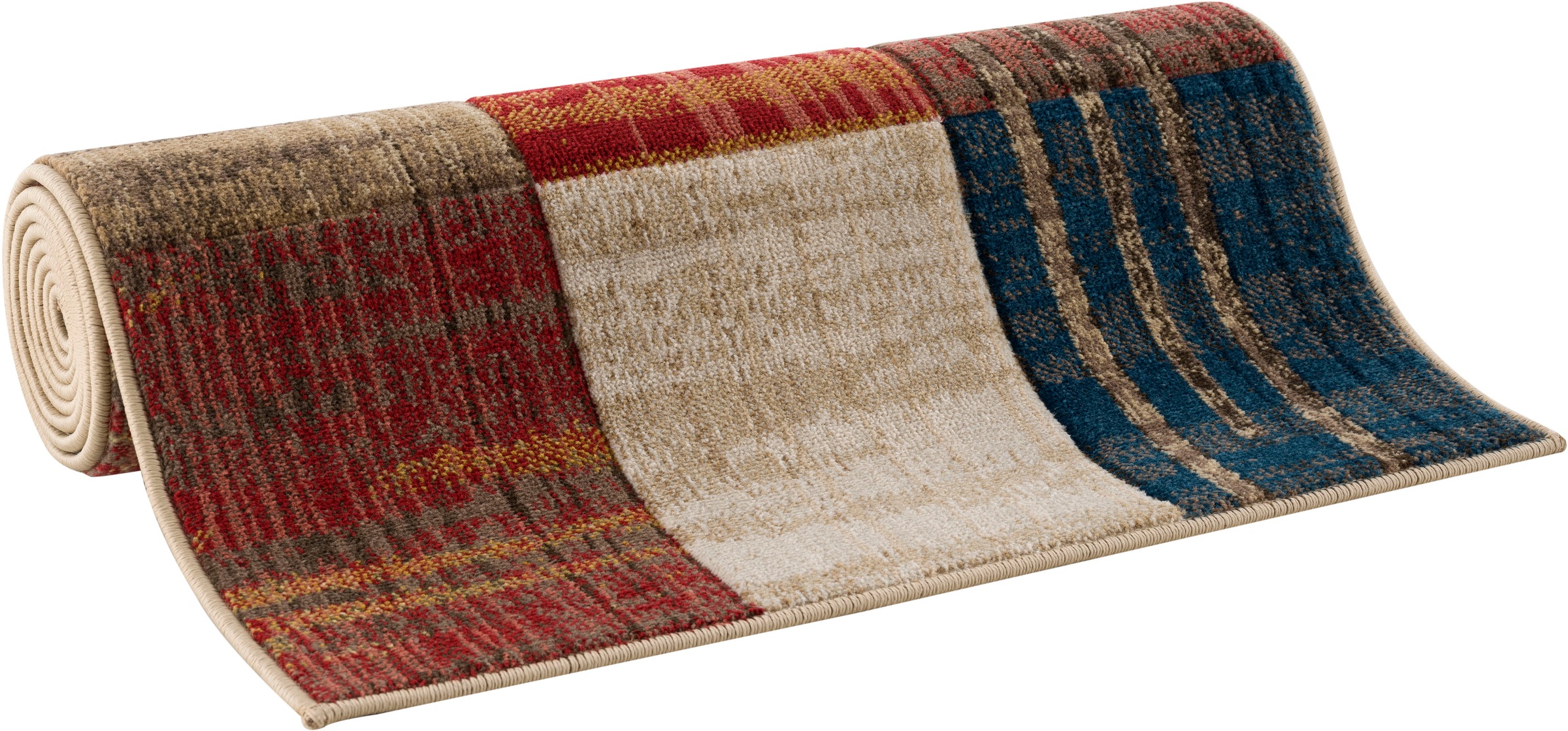 Läufer OTTO HOME "Beliz" Gr. 13, braun (rost), B:90cm H:9mm L:250cm, Kunstfaser, Teppiche, Läufer, mit Konturenschnitt, Kurzflor, Karo-Muster, 3D-Design 3