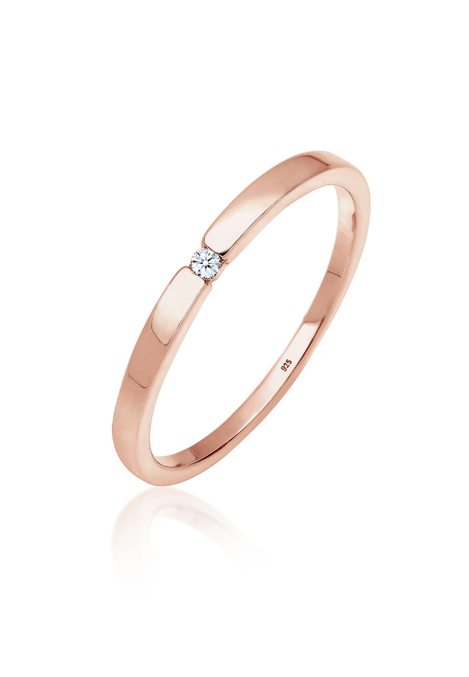 ELLI DIAMONDS Damen Verlobungsring "Ring Diamant Weiß Brillantschliff (0.015 ct) 925 Sterling Silber", 58, Silber 925 (Sterlingsilber), rosa, Silber