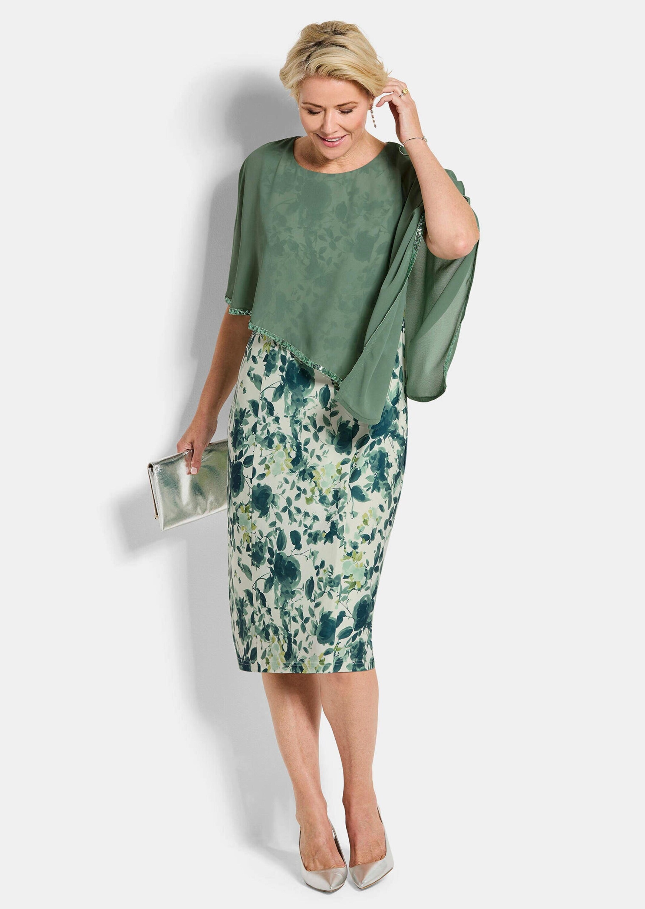 GOLDNER Abendkleid "Kurzgröße Cocktailkleid mit Chiffonüberwurf" Ohne Tasch günstig online kaufen