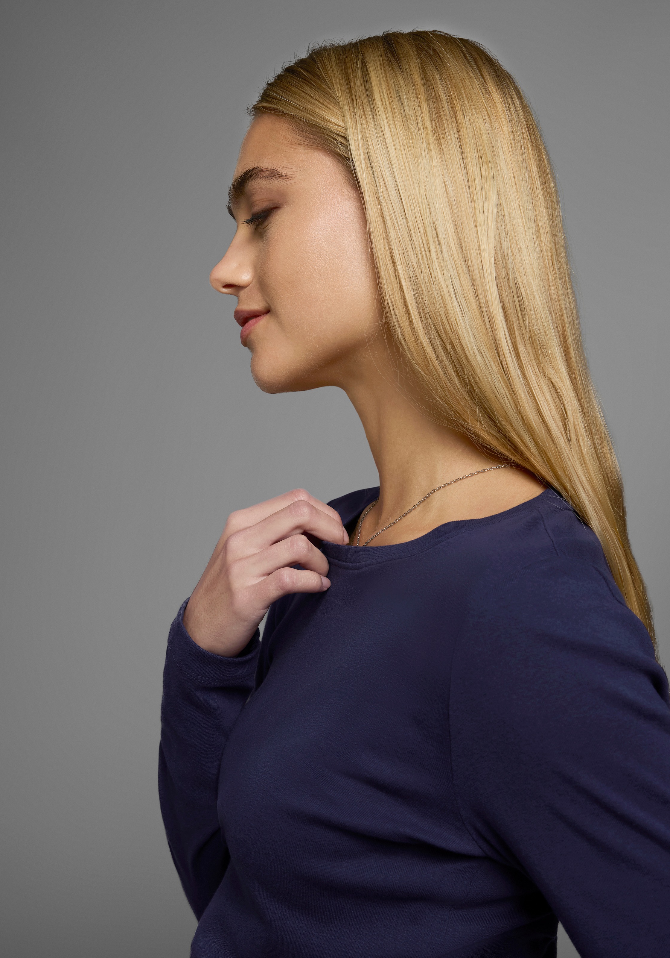H.I.S Langarmshirt, figurbetonte Passform, Feinrippstoff aus Baumwolle und günstig online kaufen