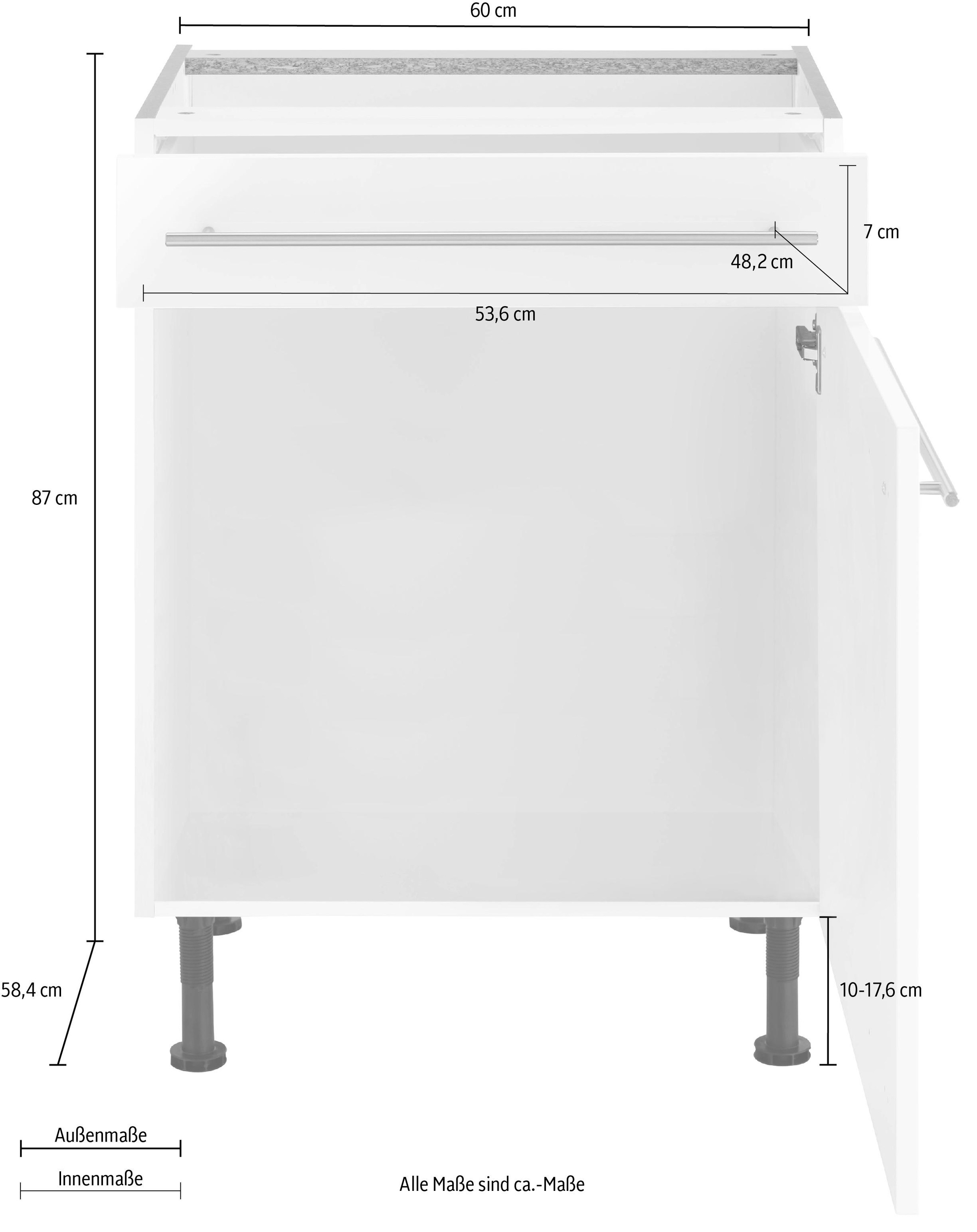 OPTIFIT Unterschrank »Bern«, 60 cm breit, mit Tür und Schubkasten, mit höhenverstellbaren Füßen
