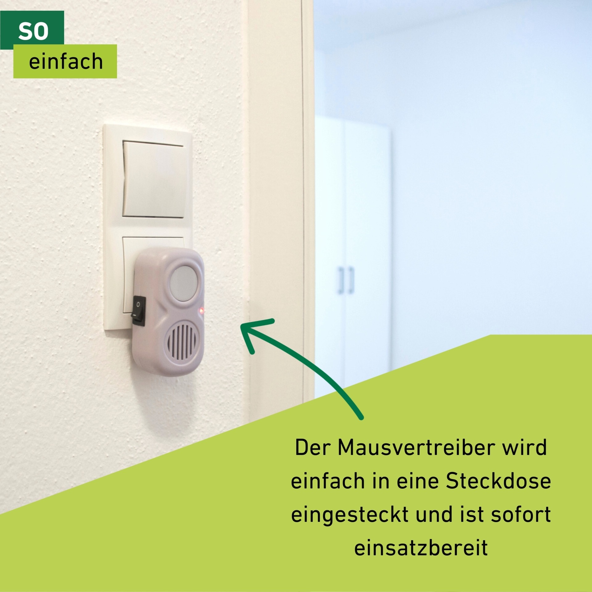 Windhager Ultraschall-Tierabwehr »Mausvertreiber Electro Comfort für Steckdosen« Mäuseabwehr mit einem Wirkungsbereich bis zu 30 m², weiß