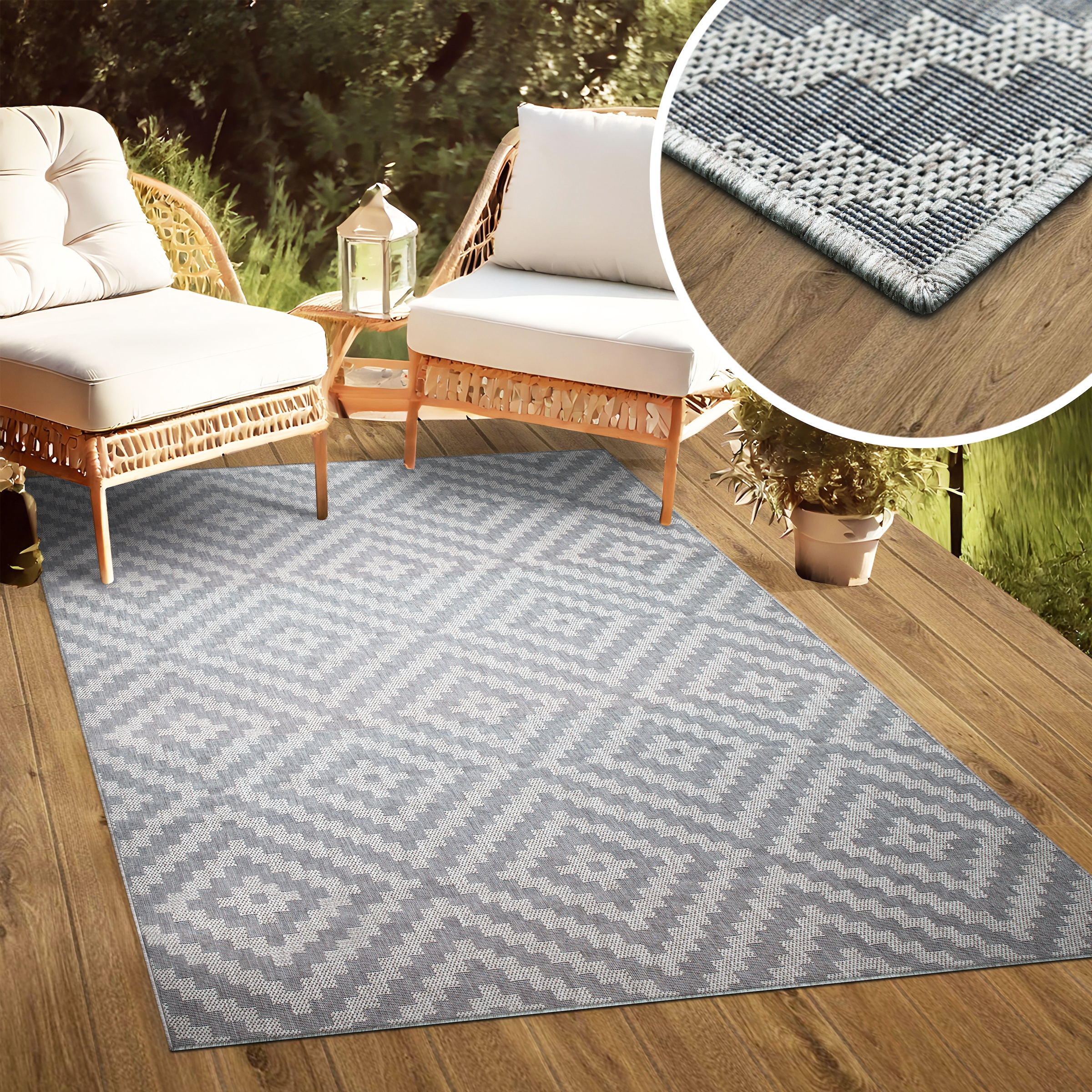 my home Teppich »Cordoba auch als Läufer erhältlich«, rechteckig, 3 mm Höhe, In- und Outdoor geeignet, Sisal-Optik, Wetterfest & UV-beständig, Boho