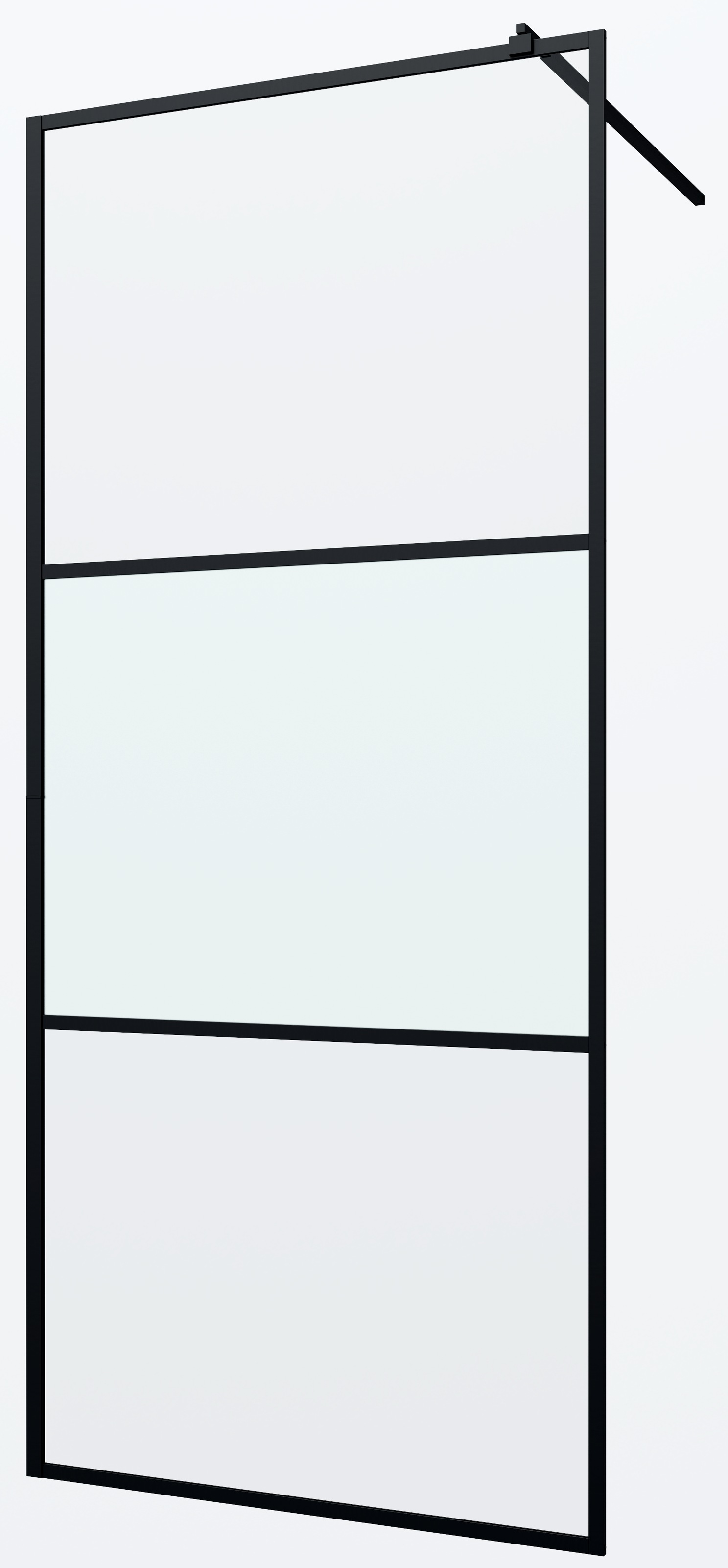 Walk-in-Dusche WELLTIME, B:115cm H:195cmschwarz, Duschwände, "Walk-In Foggy Black", Milchglaseinsatz für perfekten Sichtschutz