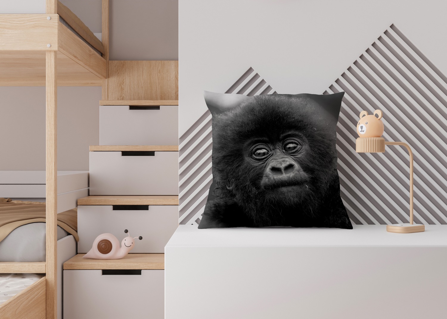 queence Dekokissen »Affen Baby«, Kissenhülle mit HD Premium Druck, geruchsneutral, 40x40cm