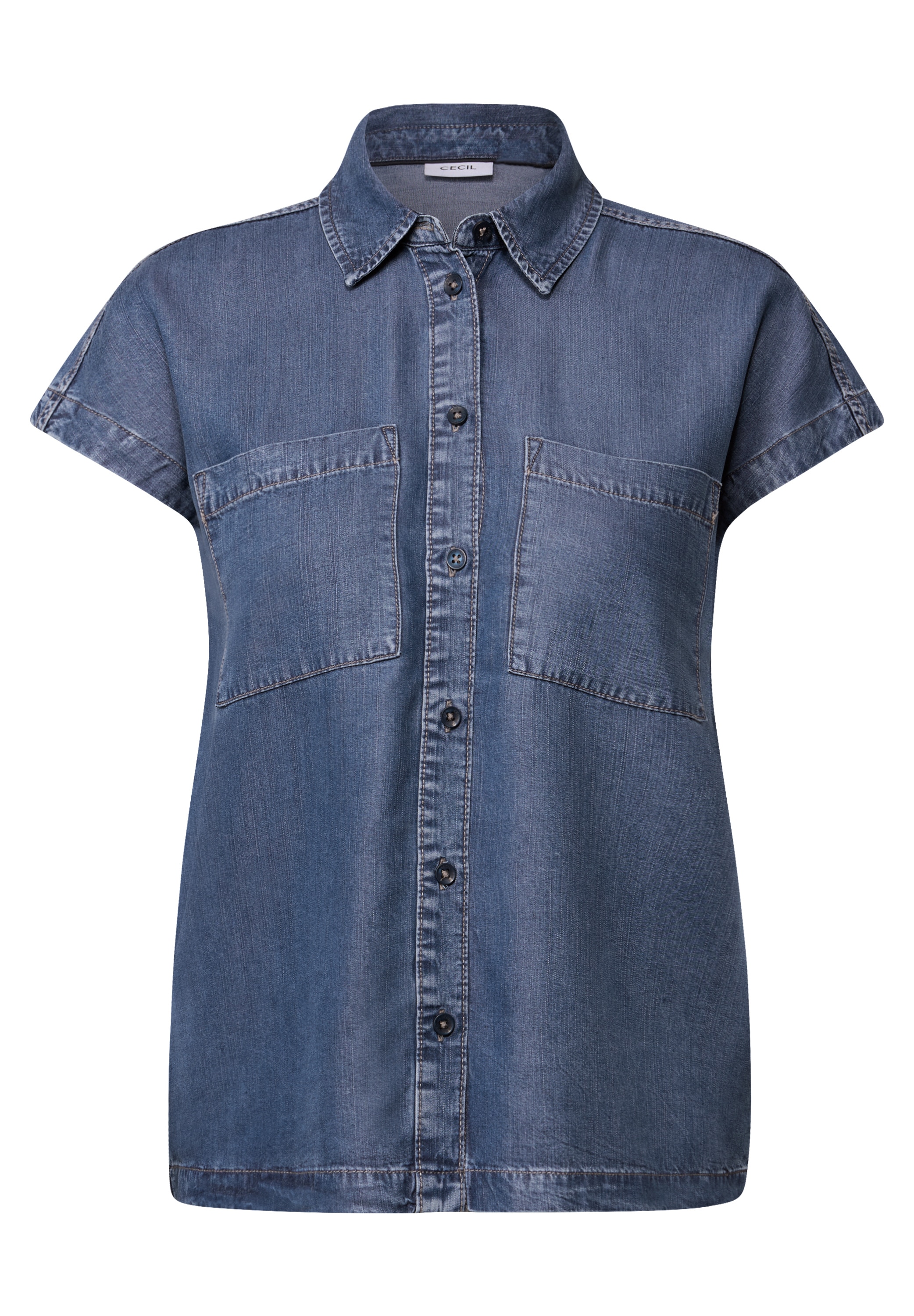 Cecil Jeansbluse, in Denim-Optik