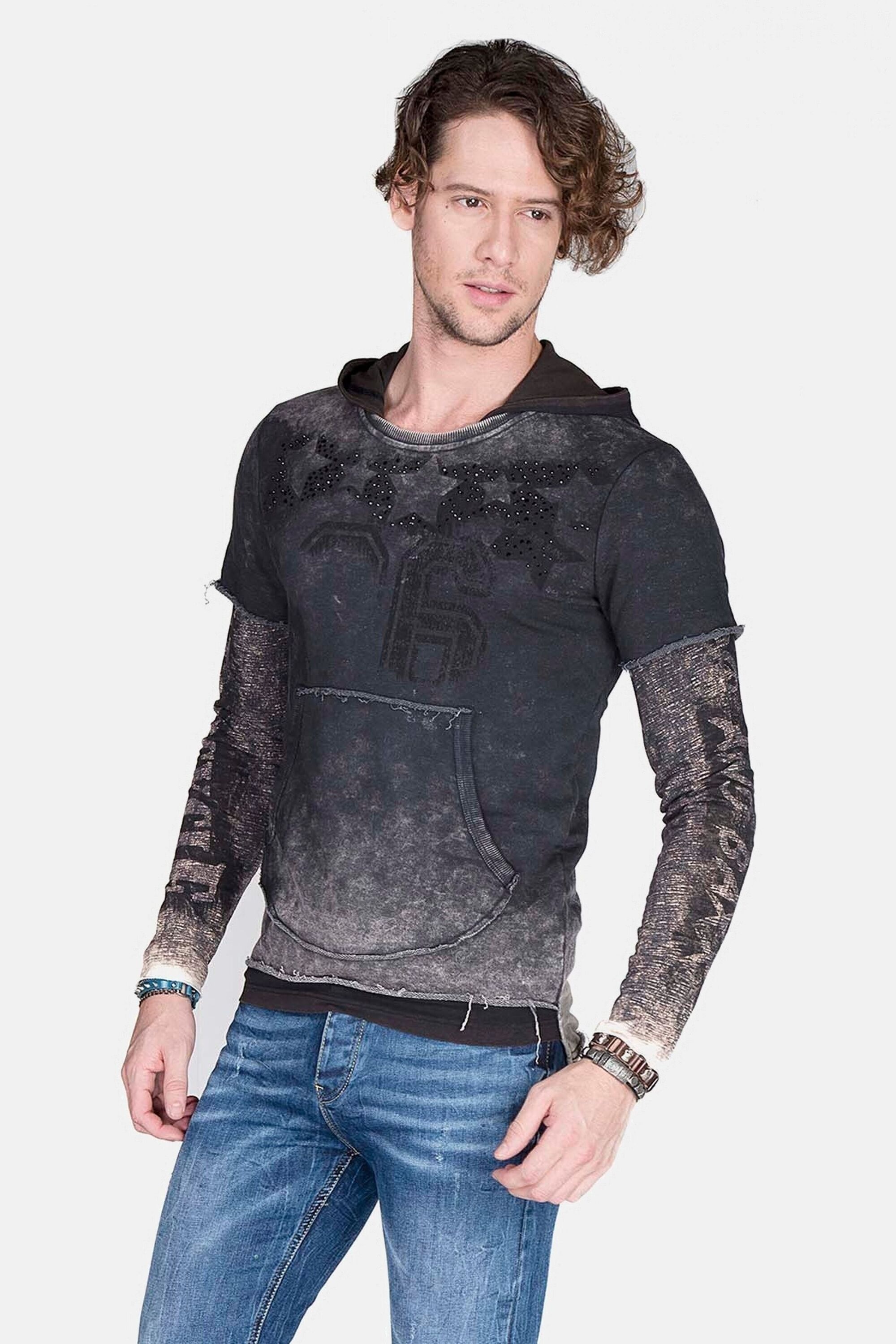 Cipo & Baxx Kapuzensweatshirt »Sweatshirts«, (1 tlg.), im Lagenlook, CL-279