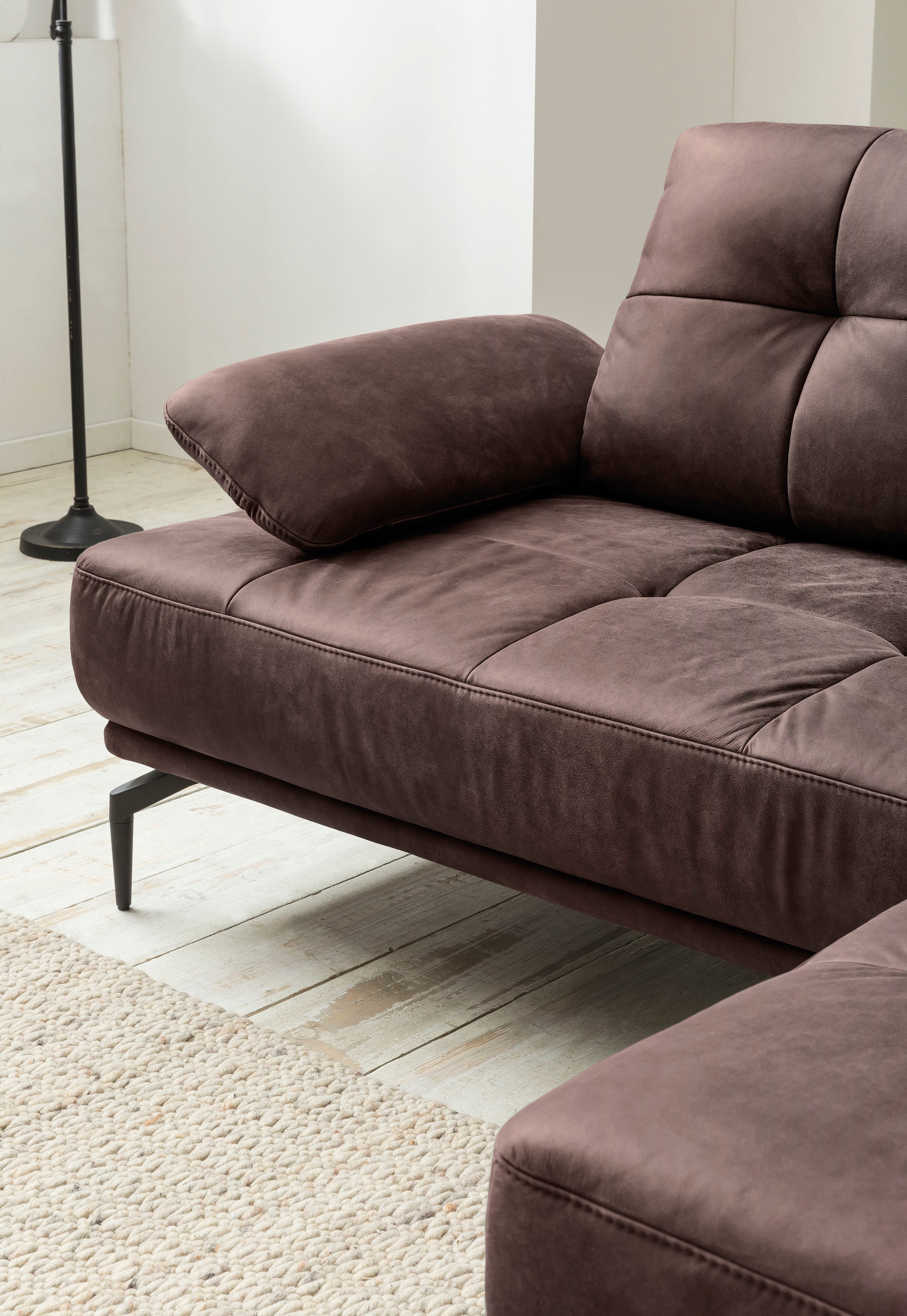 Armlehnenverstellung, fashion Ecksofa, | Inklusive kaufen Sitztiefenverstellung, exxpo BAUR Metallfüße sofa -