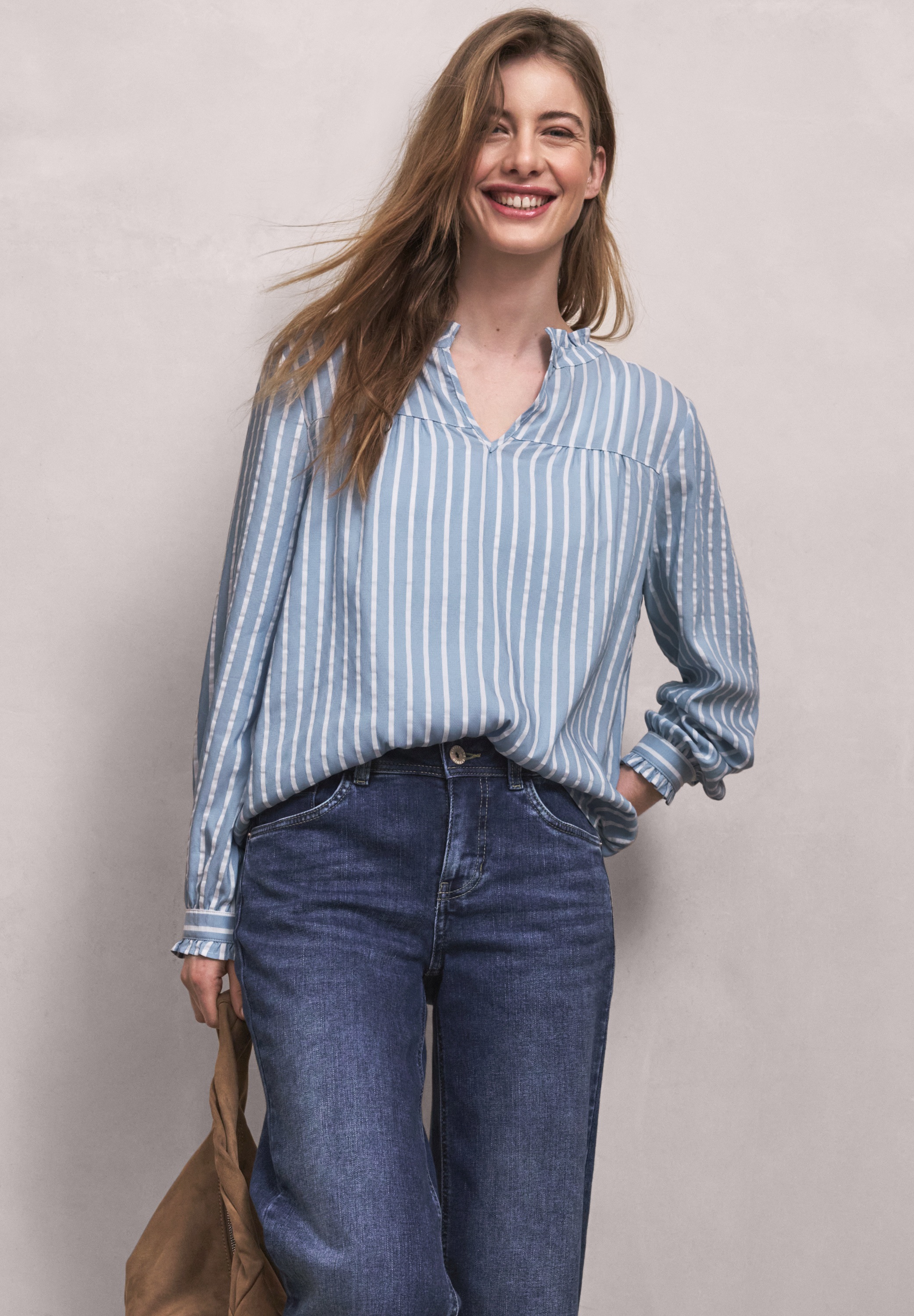 STREET ONE STUDIO Langarmbluse im Seersucker-Style mit Streifen günstig online kaufen