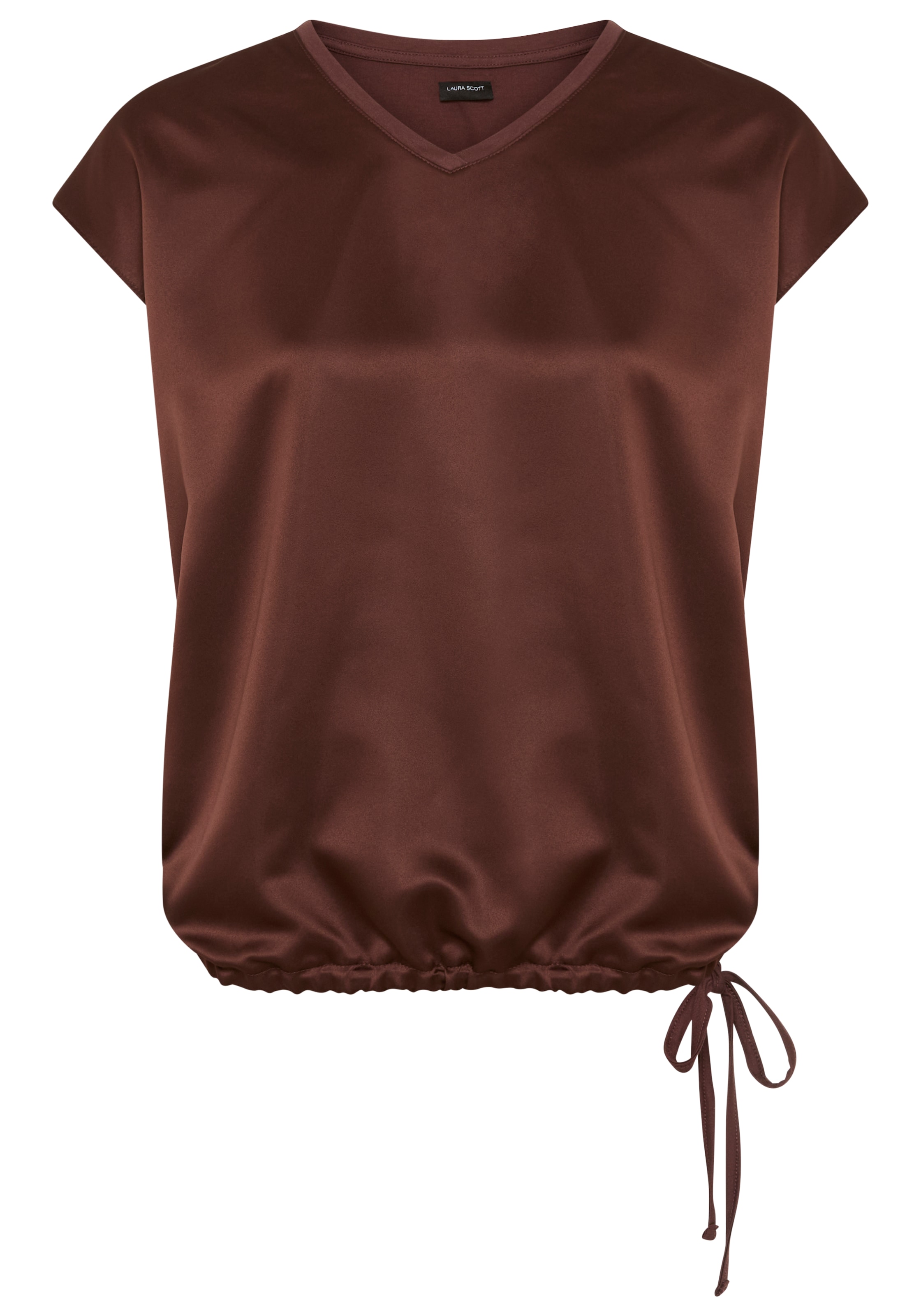 Laura Scott Hemdbluse, Satin-Bluse mit Jersey-Rückenteil und Bindeband - NEUE KOLLEKTION