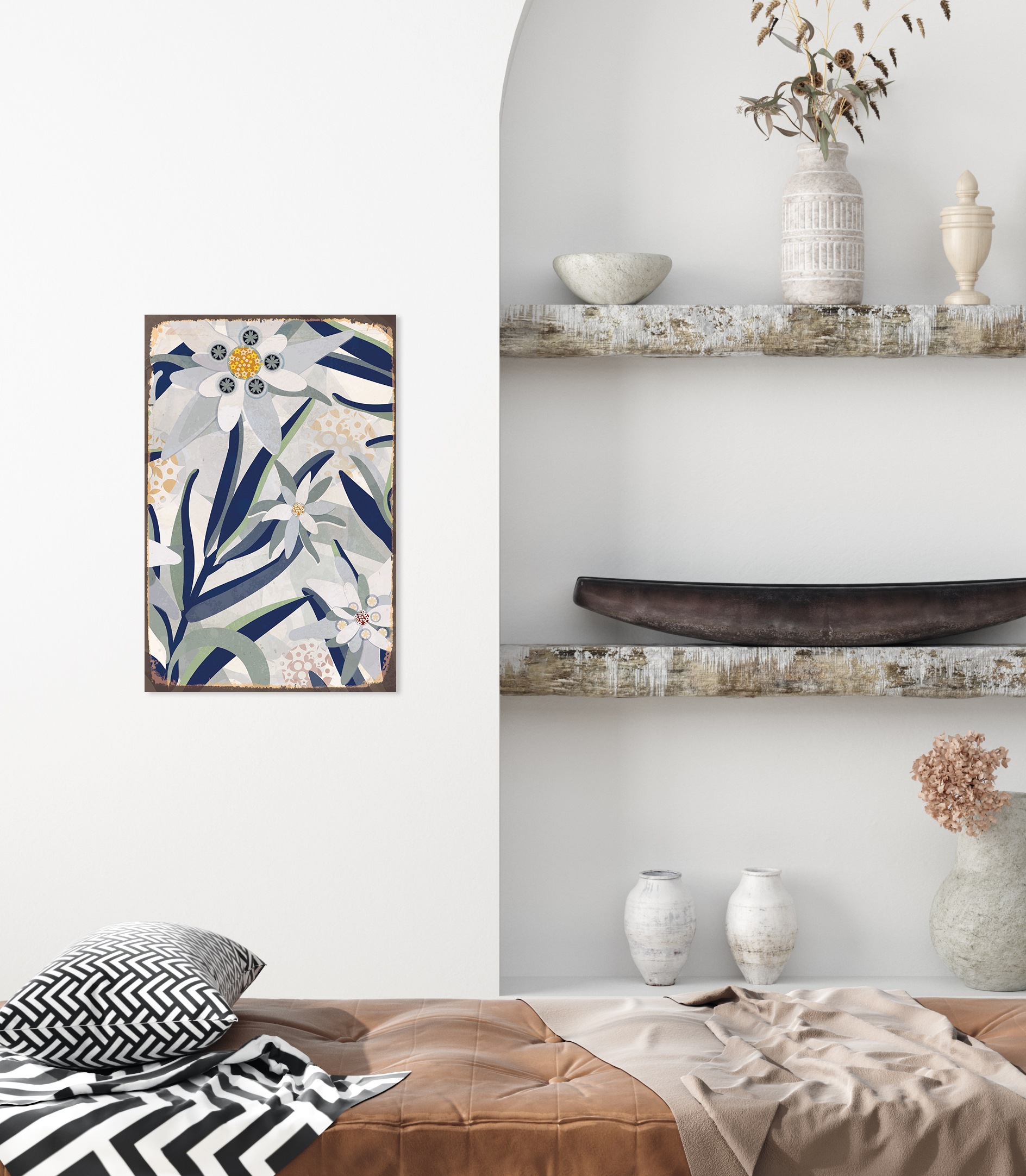 queence Metallbild "Floral" Blechschild, Stahlschild, Blumen, Wandbild günstig online kaufen